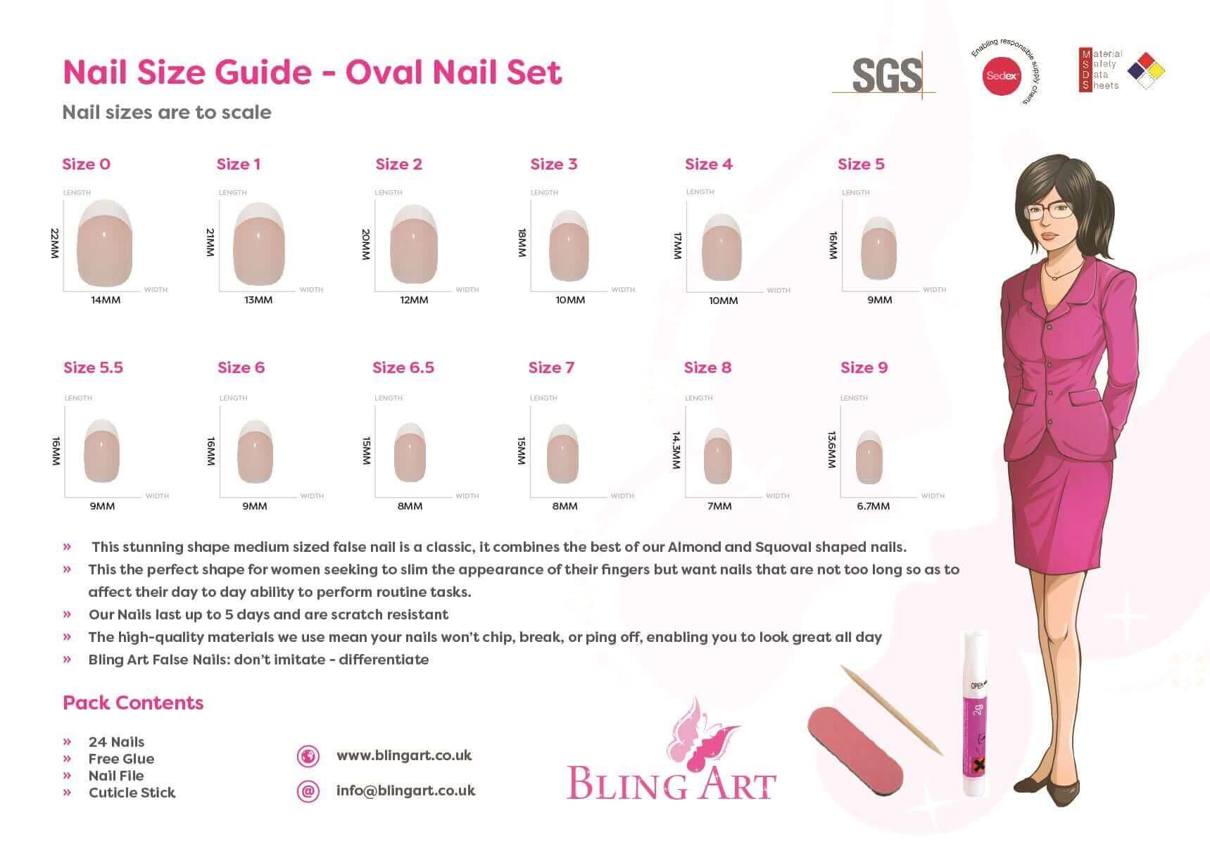 False Nails by Bling Art Silver Gel Ombre Oval Medium Fake Acrylic 24 Tips Glue