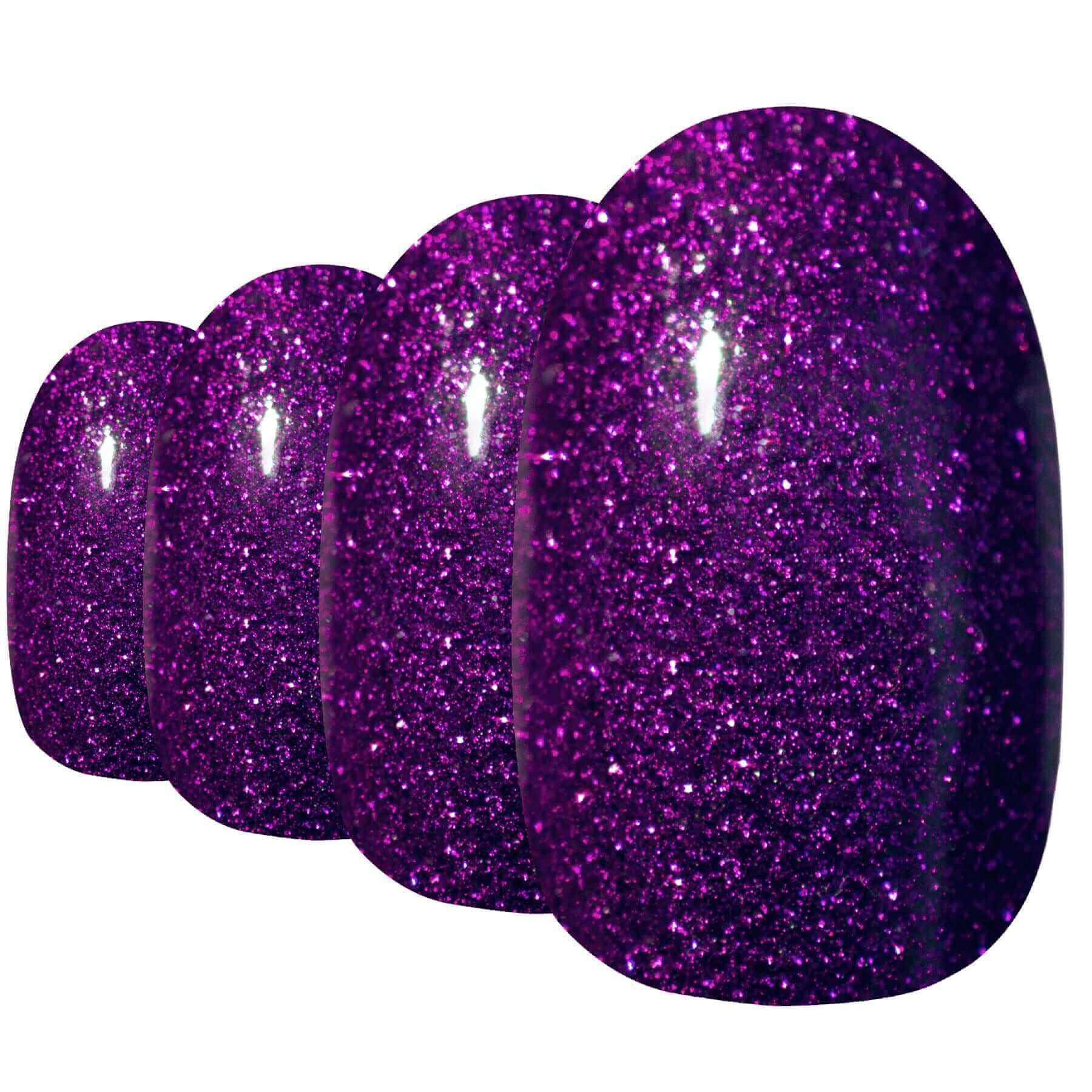 Multipack - False Nails by Bling Art Purple Gel Oval Medium Fake Acrylic Round Nail Tips with Glue