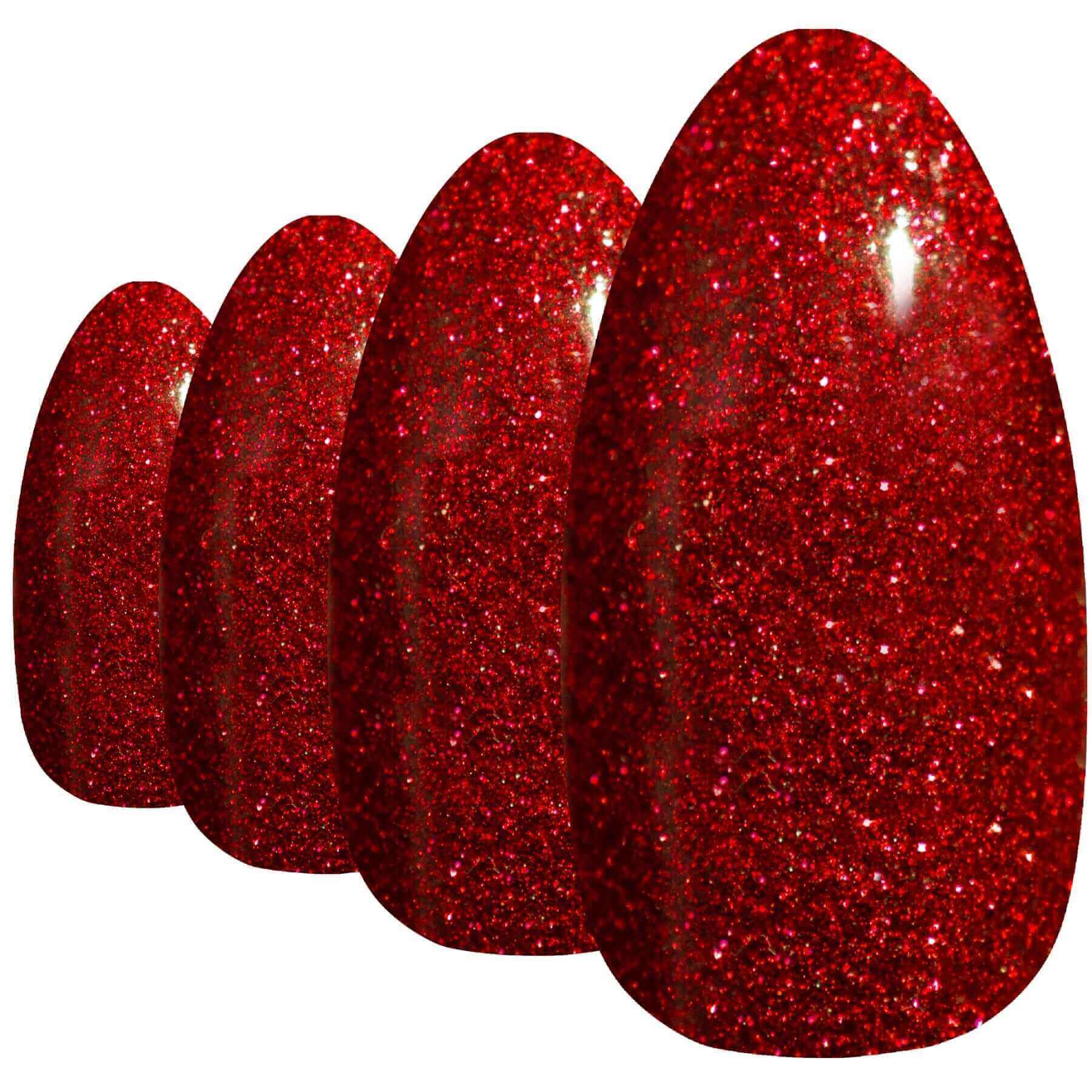 Multipack - False Nails Bling Art Red Gel Almond Stiletto Long Fake Acrylic Tips with Glue