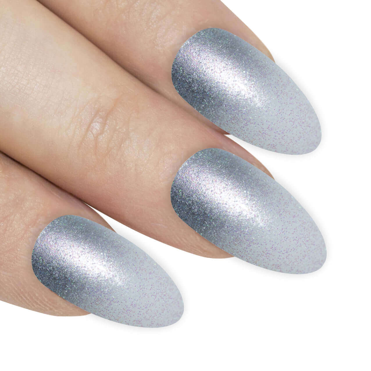 False Nails by Bling Art Silver Gel Ombre Almond Stiletto 24 Fake Acrylic Tips