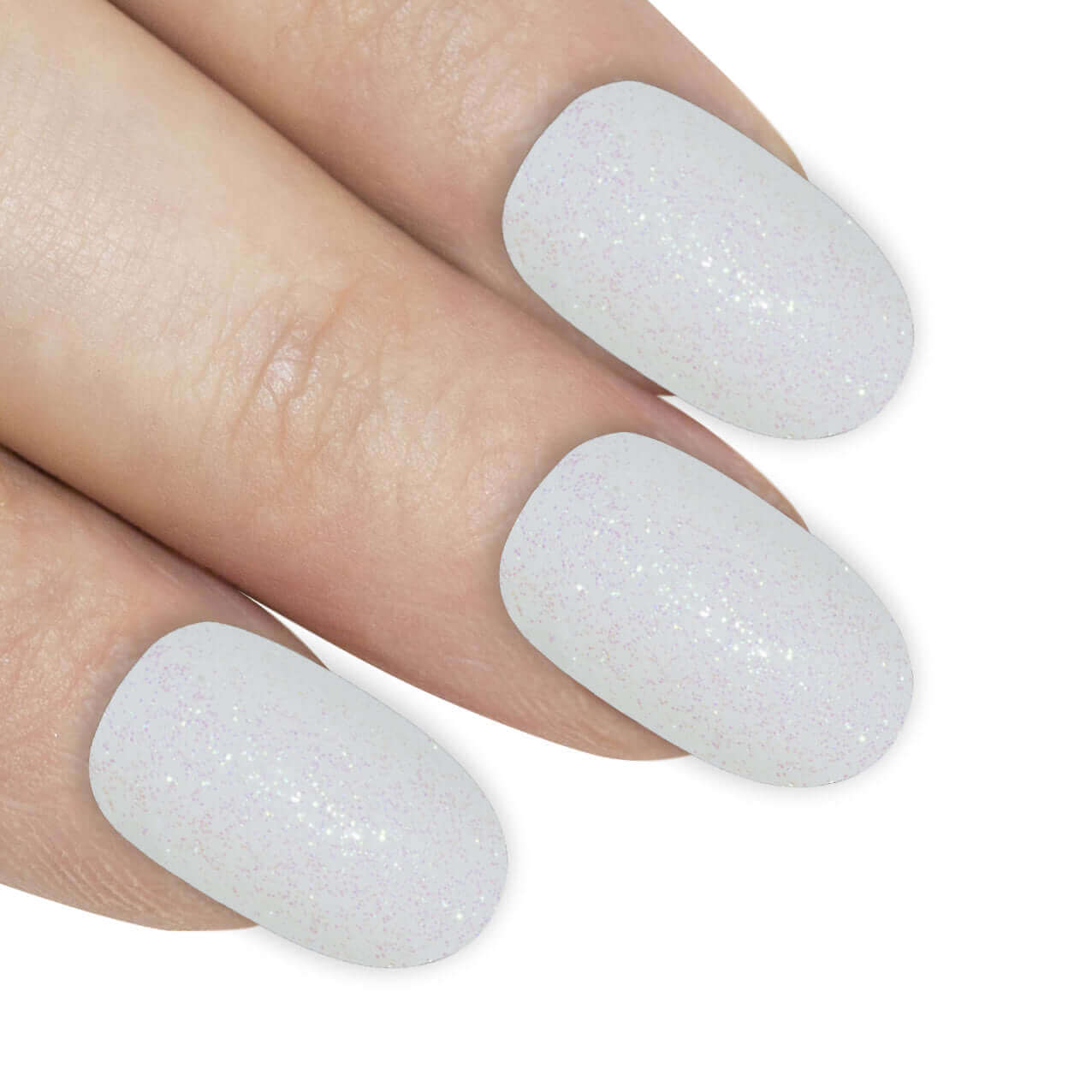 False Nails by Bling Art White Gel Oval Medium Fake Acrylic 24 Tips with Glue on elegant fingers.