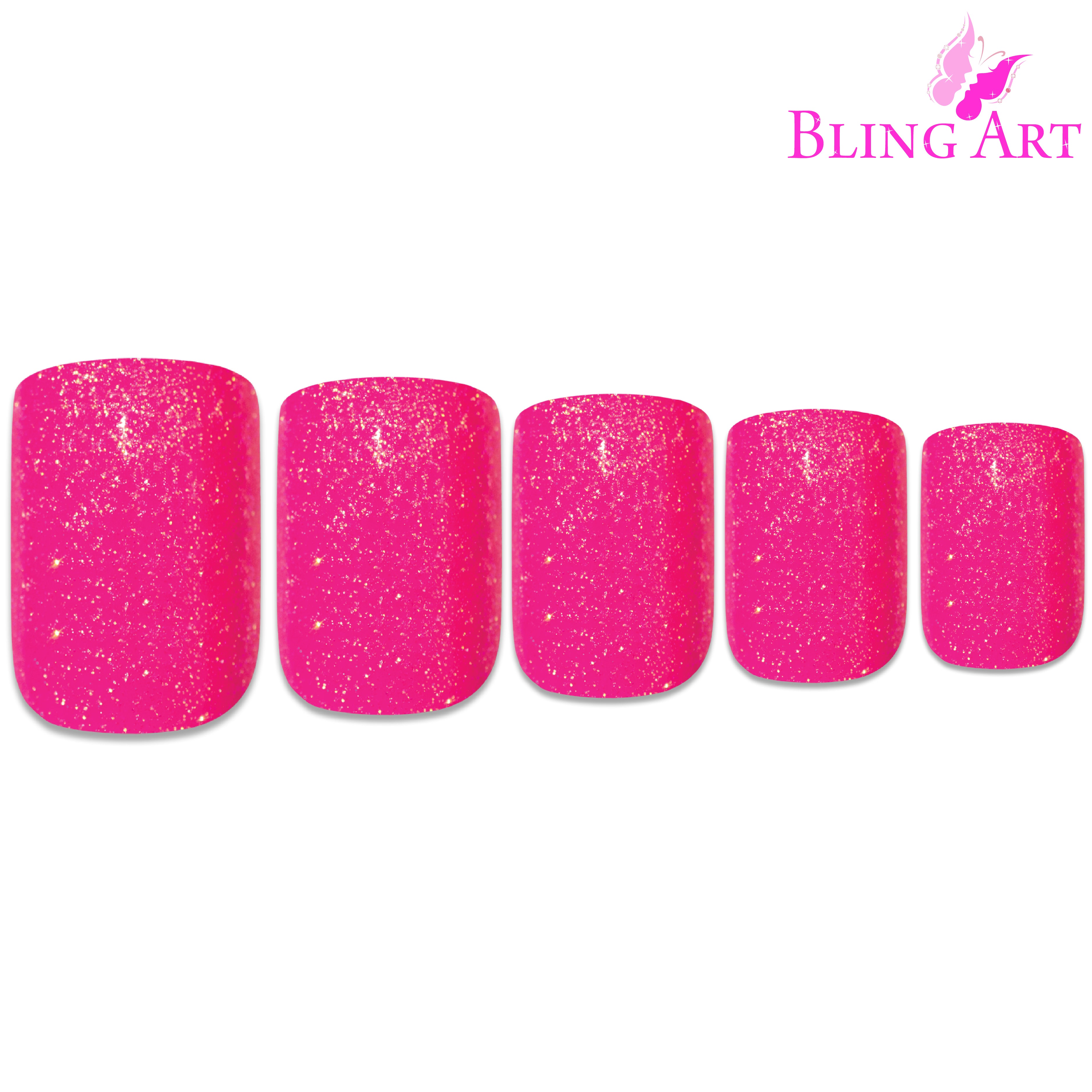 Pink gel French manicure Bling Art press-on nails — alternative angle revealing the French tip definition.