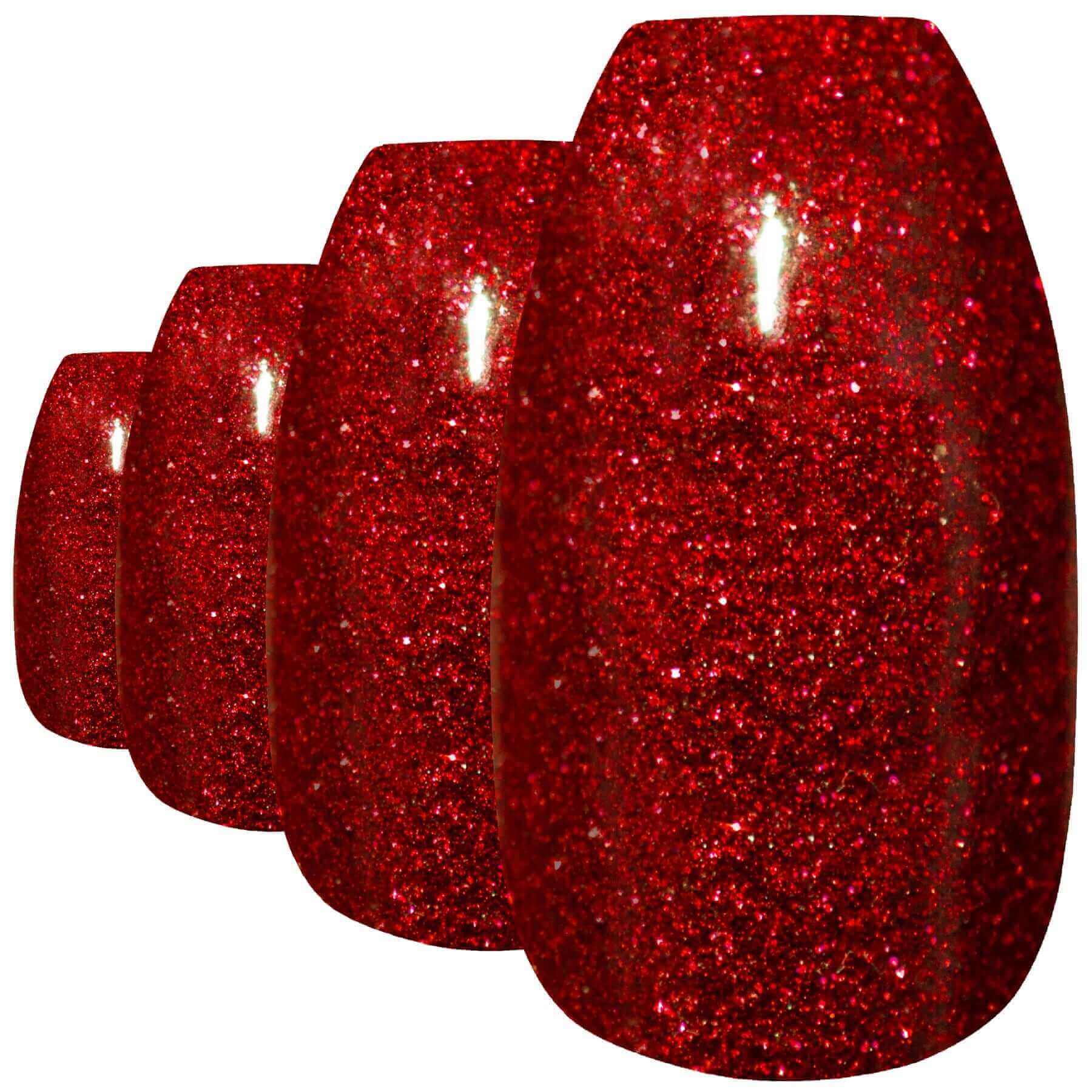 Multipack - False Nails by Bling Art Red Gel Ballerina Coffin 24 Fake Long Acrylic Nail Tips
