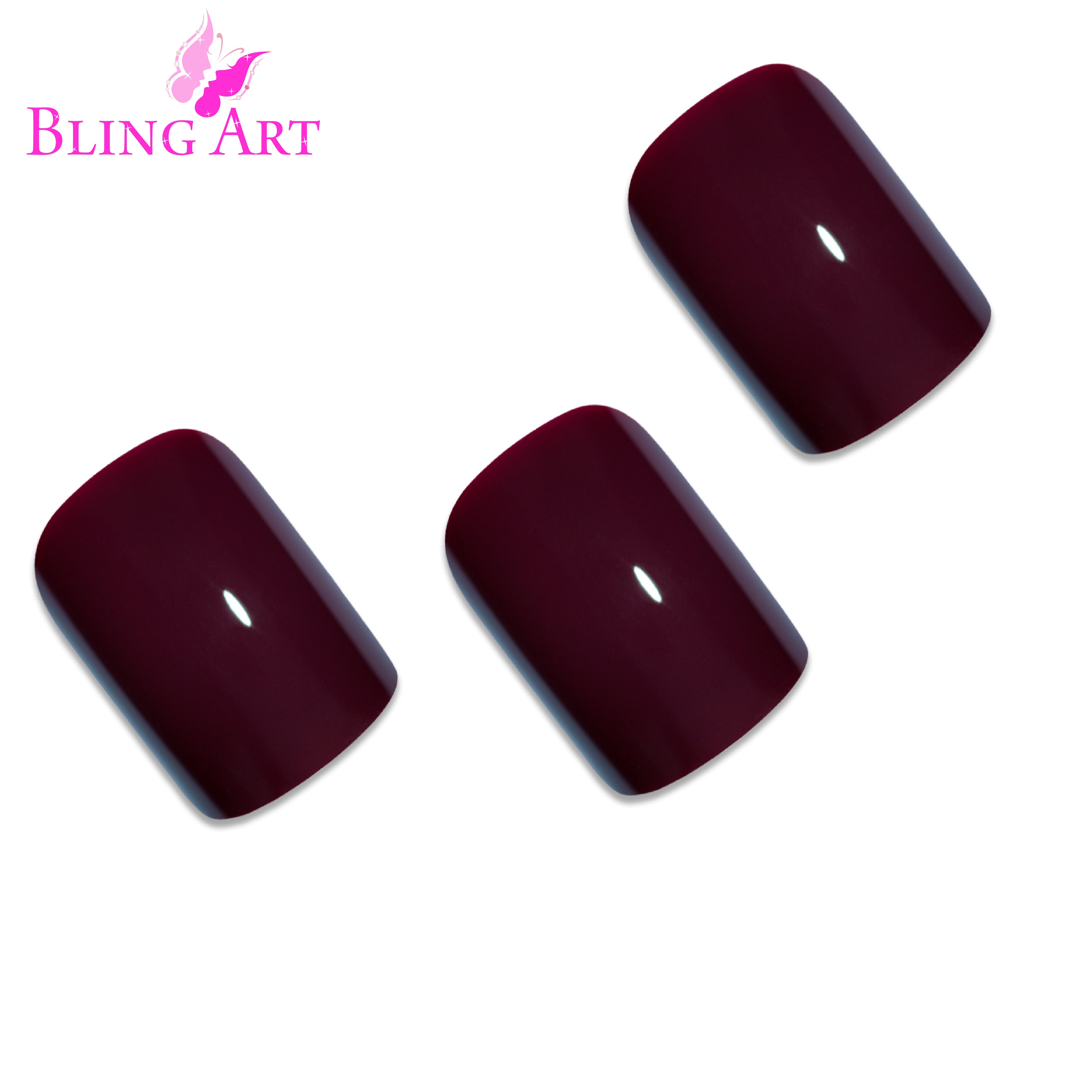 Brown Red French manicure Bling Art press-on nails — full-hand reveal showing all 24 nails for autumnal seasonal events.