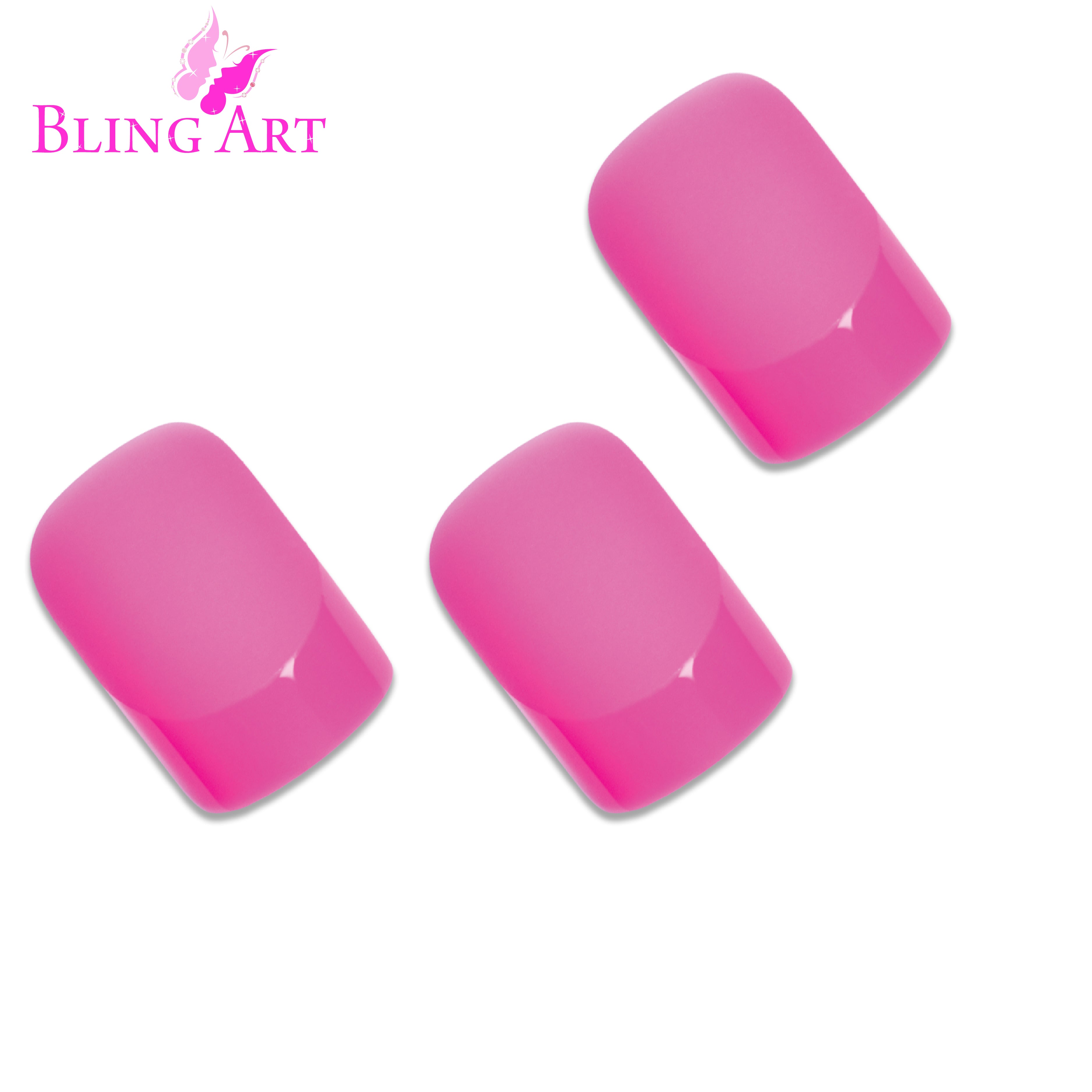 Pink matte French manicure Bling Art press-on nails — lifestyle context shot showing the feminine blush-pink matte French.