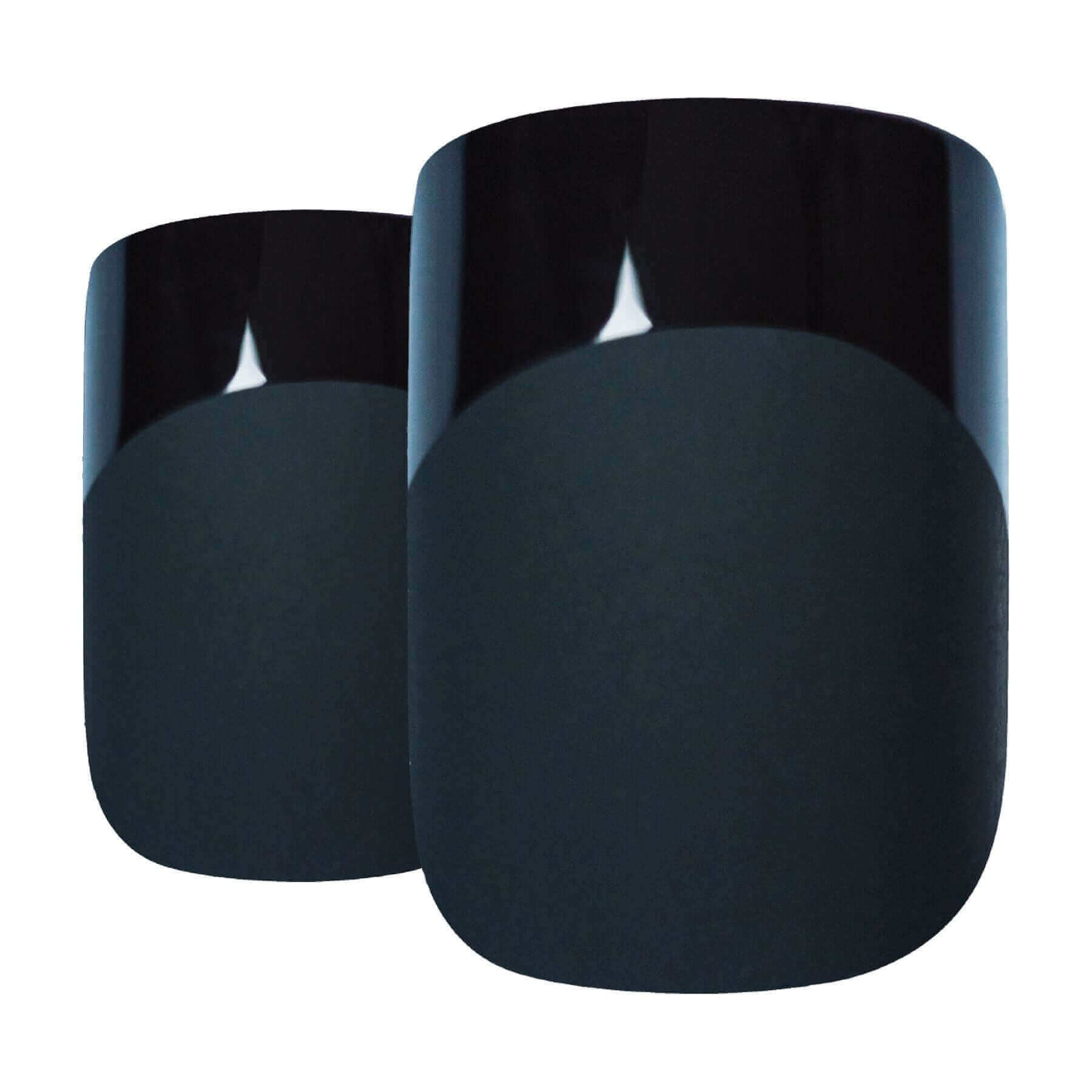 Multipack - False Nails by Bling Art Black Matte French Manicure Fake Medium Tips with Glue - Close-up of black matte nails.