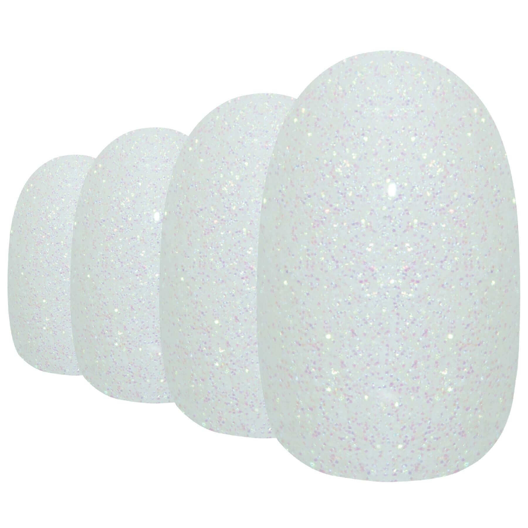 False Nails by Bling Art White Gel Oval Medium Fake Acrylic 24 Tips with Glue