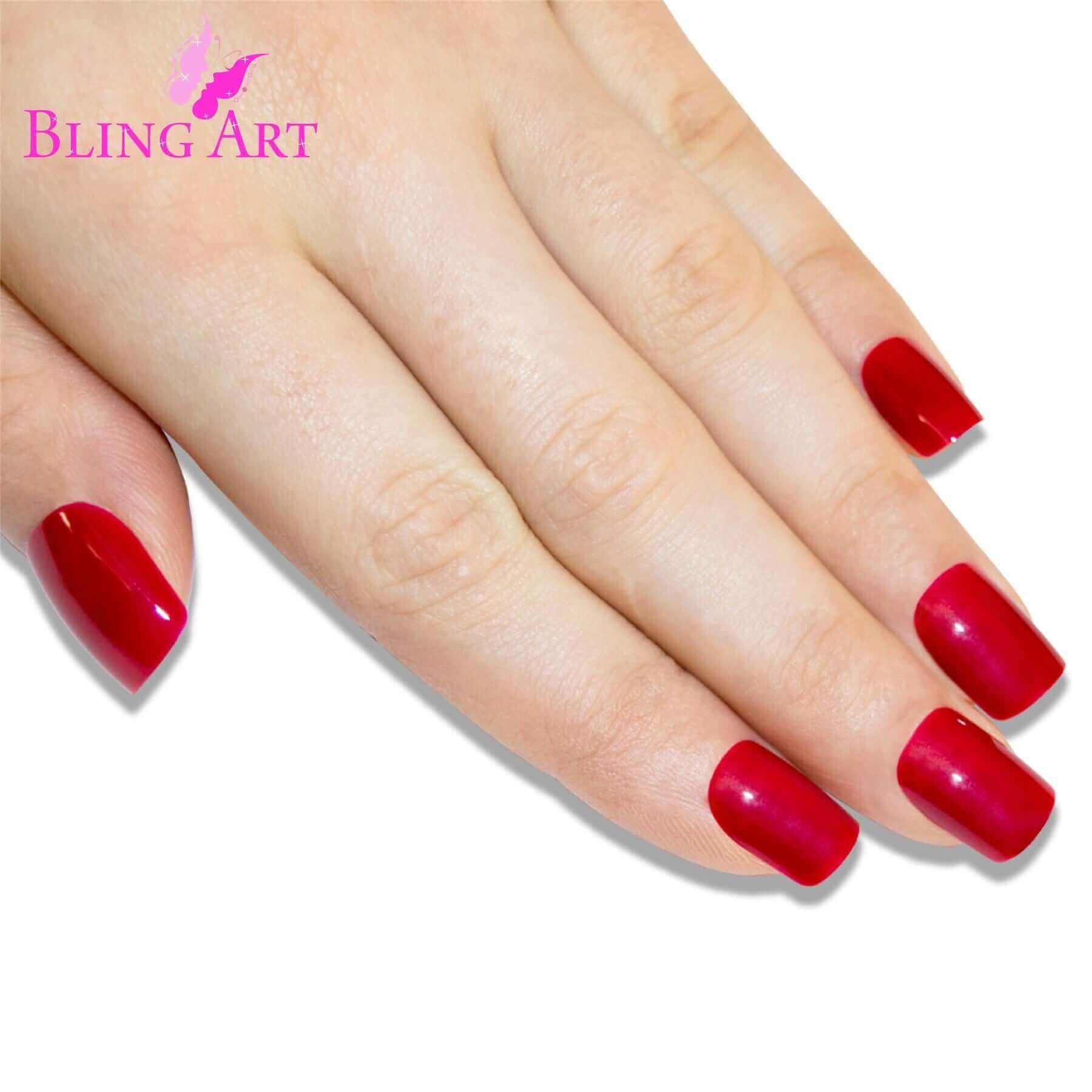 Multipack - False Nails by Bling Art Red Polished French Manicure Fake Medium Tips with Glue