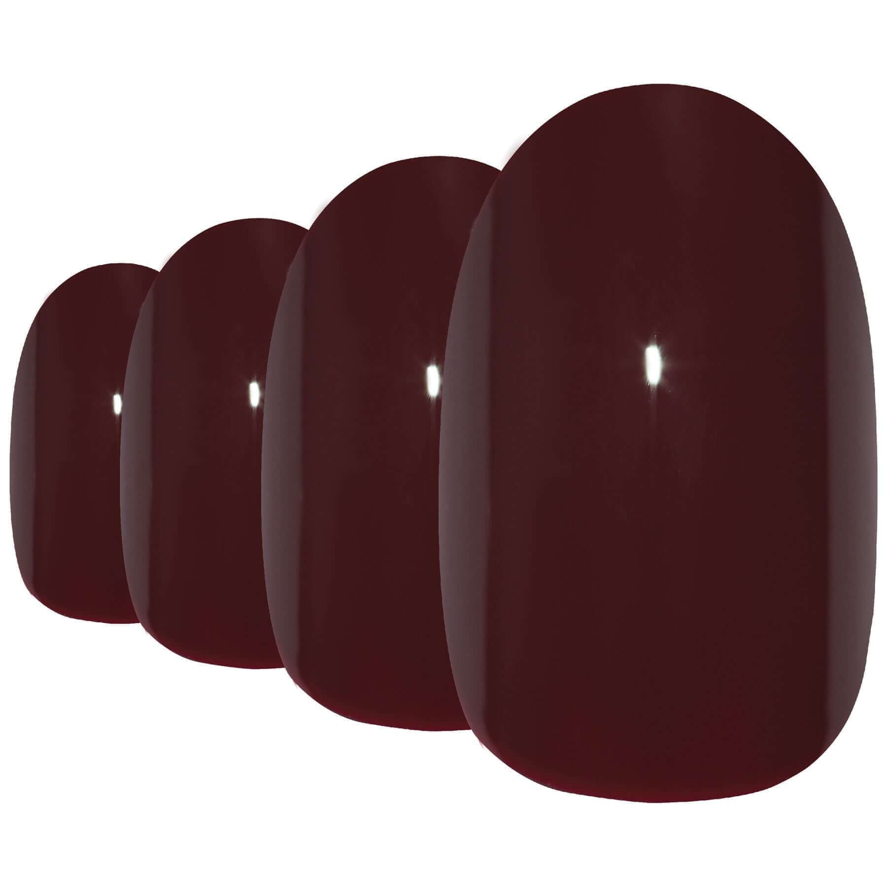 False Nails by Bling Art Red Brown Polished Oval Medium Fake Acrylic Nail Tips