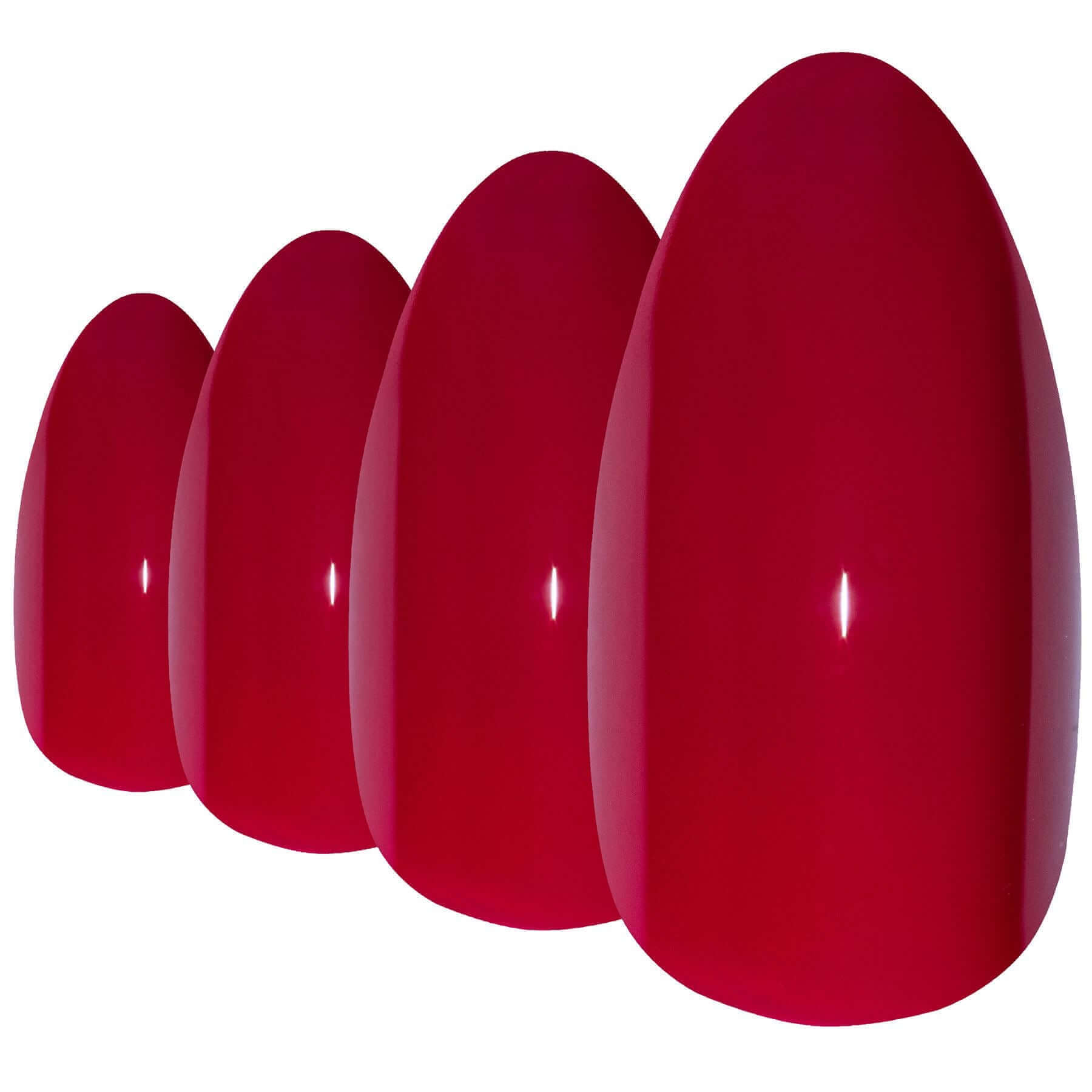 Multipack - False Nails Bling Art Red Polished Almond Stiletto Long Fake Acrylic Tips & Glue