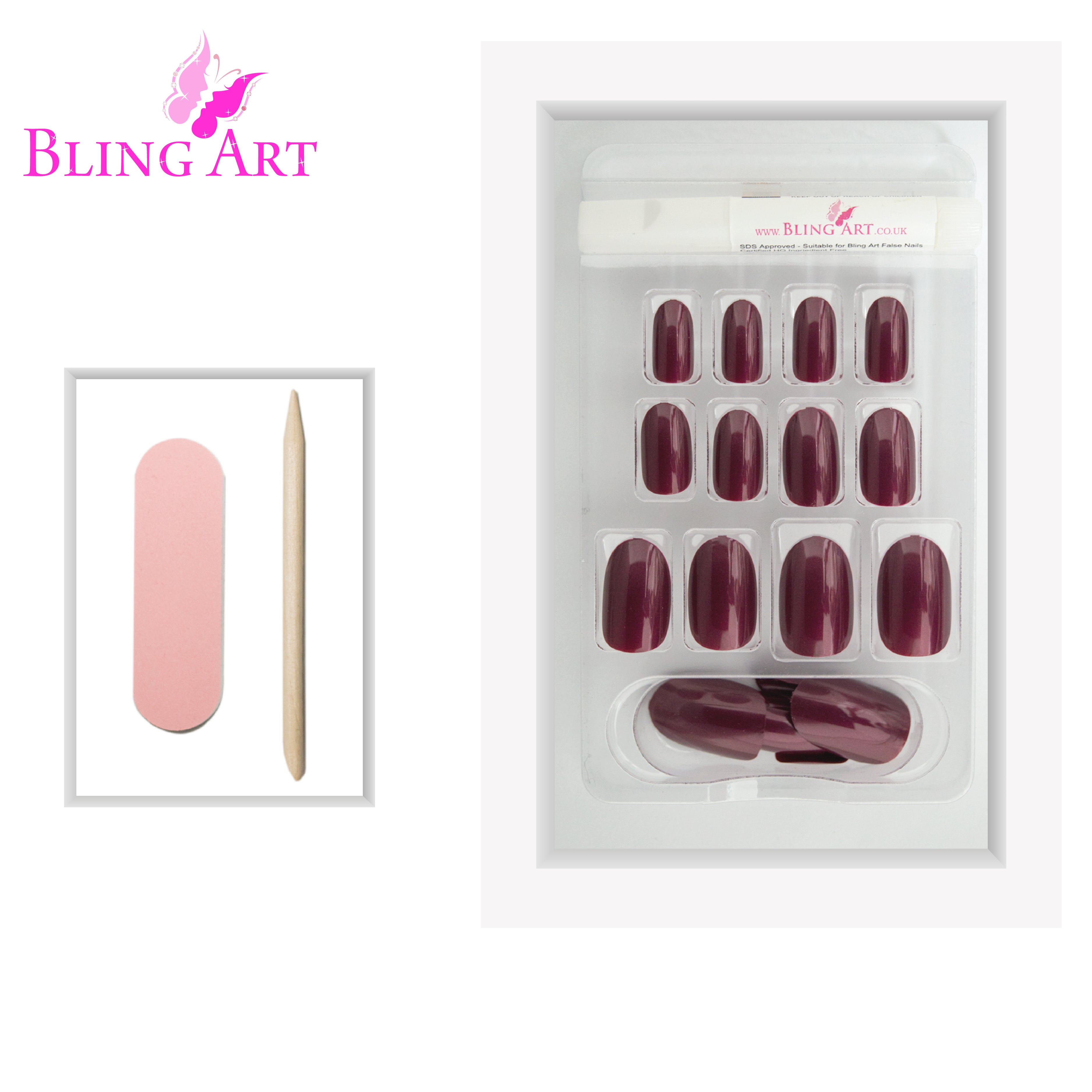 Red Brown glitter oval press-on nails by Bling Art — lifestyle context shot showing the autumnal chestnut sparkle in seasonal wear.