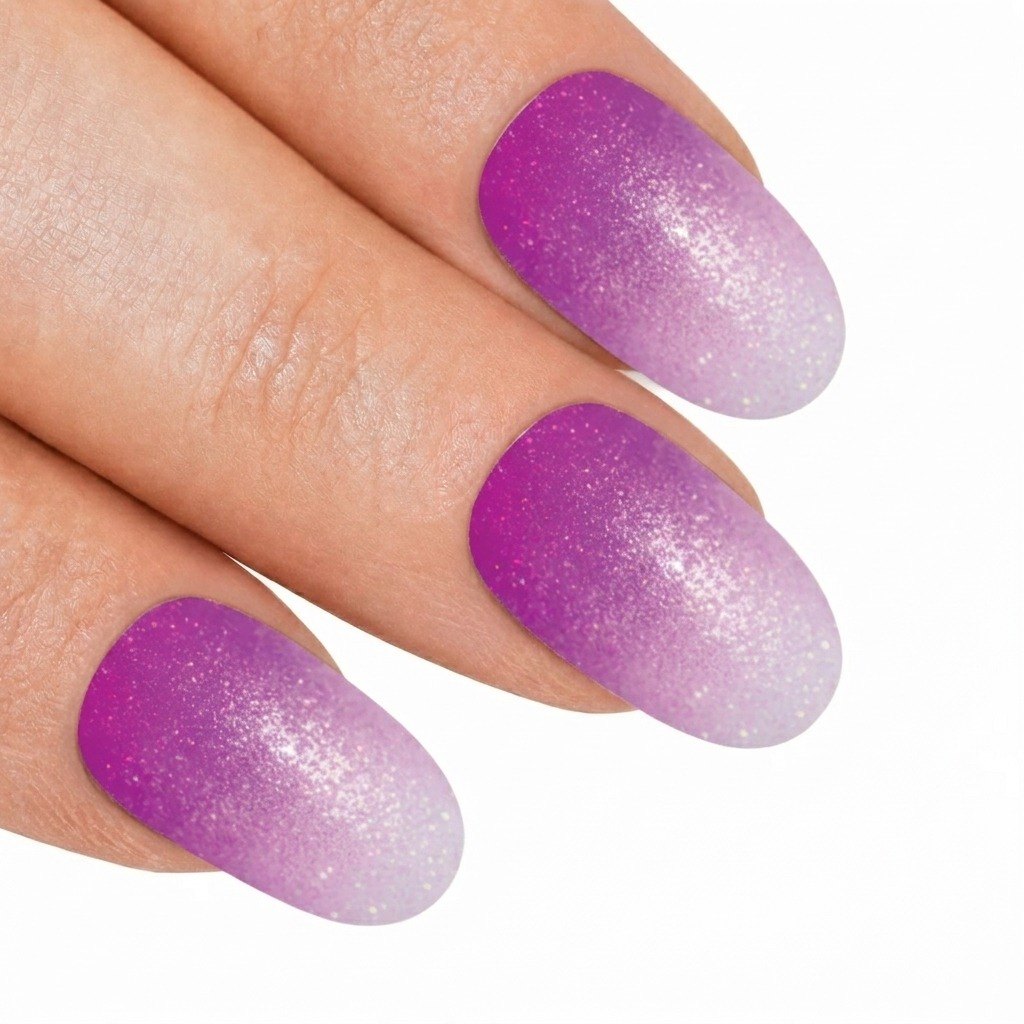 False Nails by Bling Art Magenta Gel Ombre Oval Medium Fake Acrylic 24 Tips