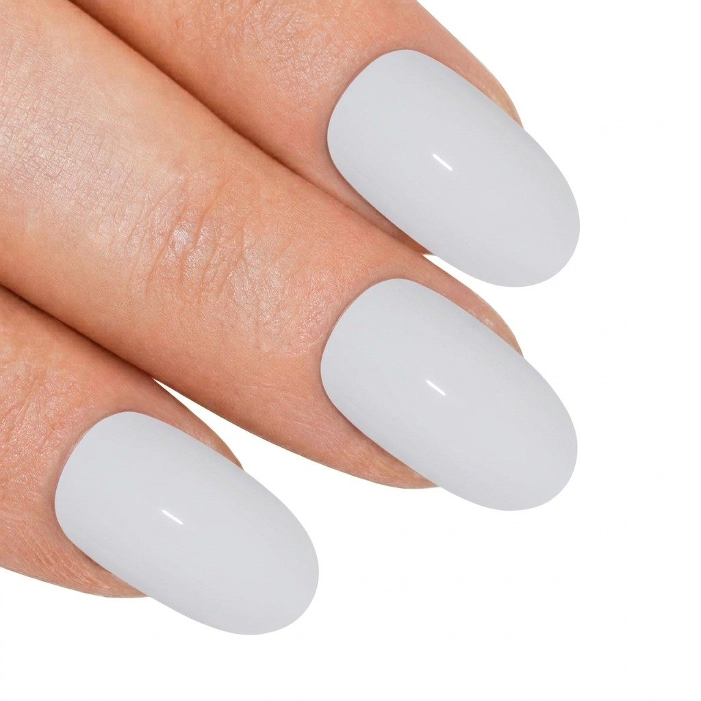 False Nails by Bling Art White Polished Oval Medium Fake 24 Acrylic Nail Tips