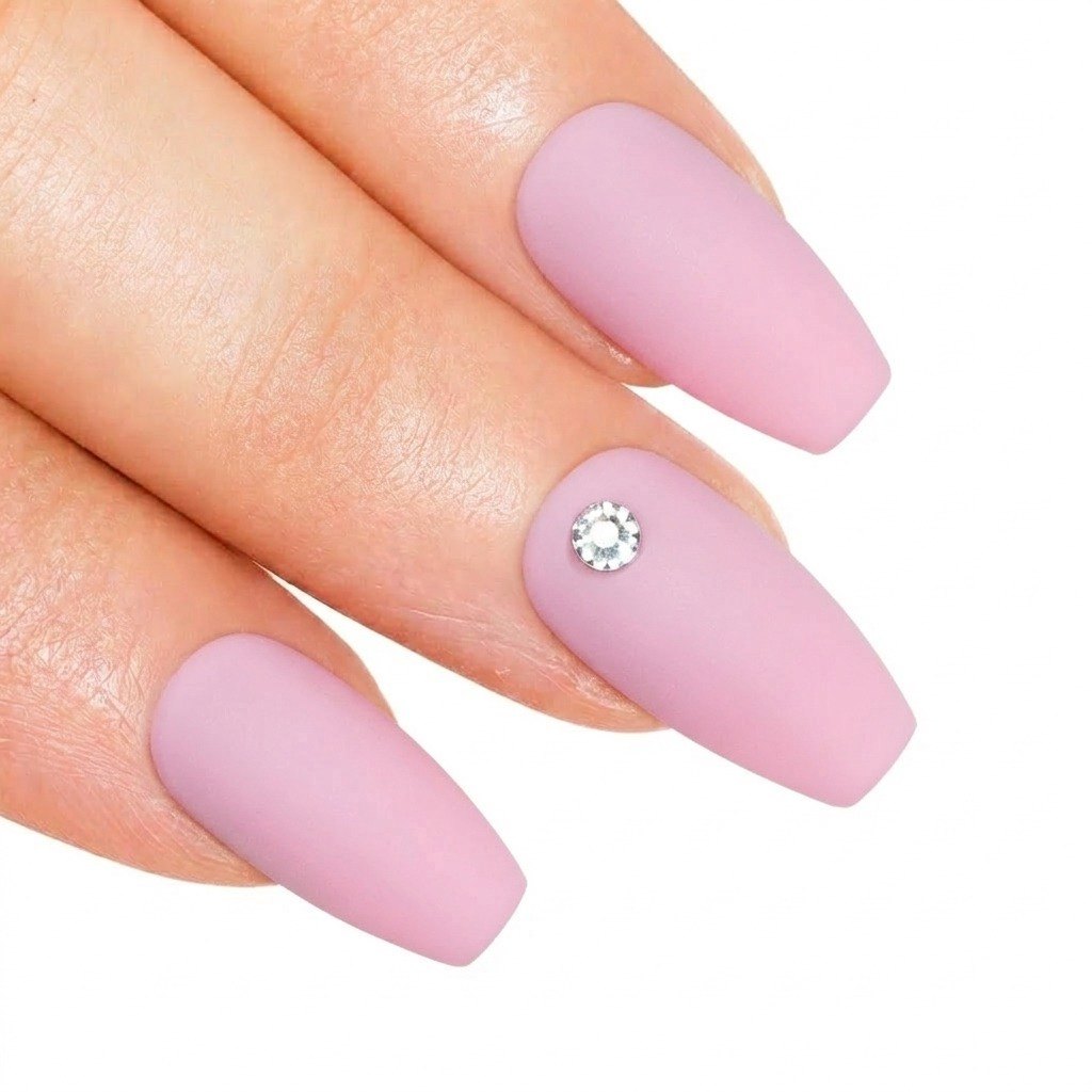 False Nails by Bling Art Pink Matte Ballerina Coffin 24 Fake Long Acrylic Tips