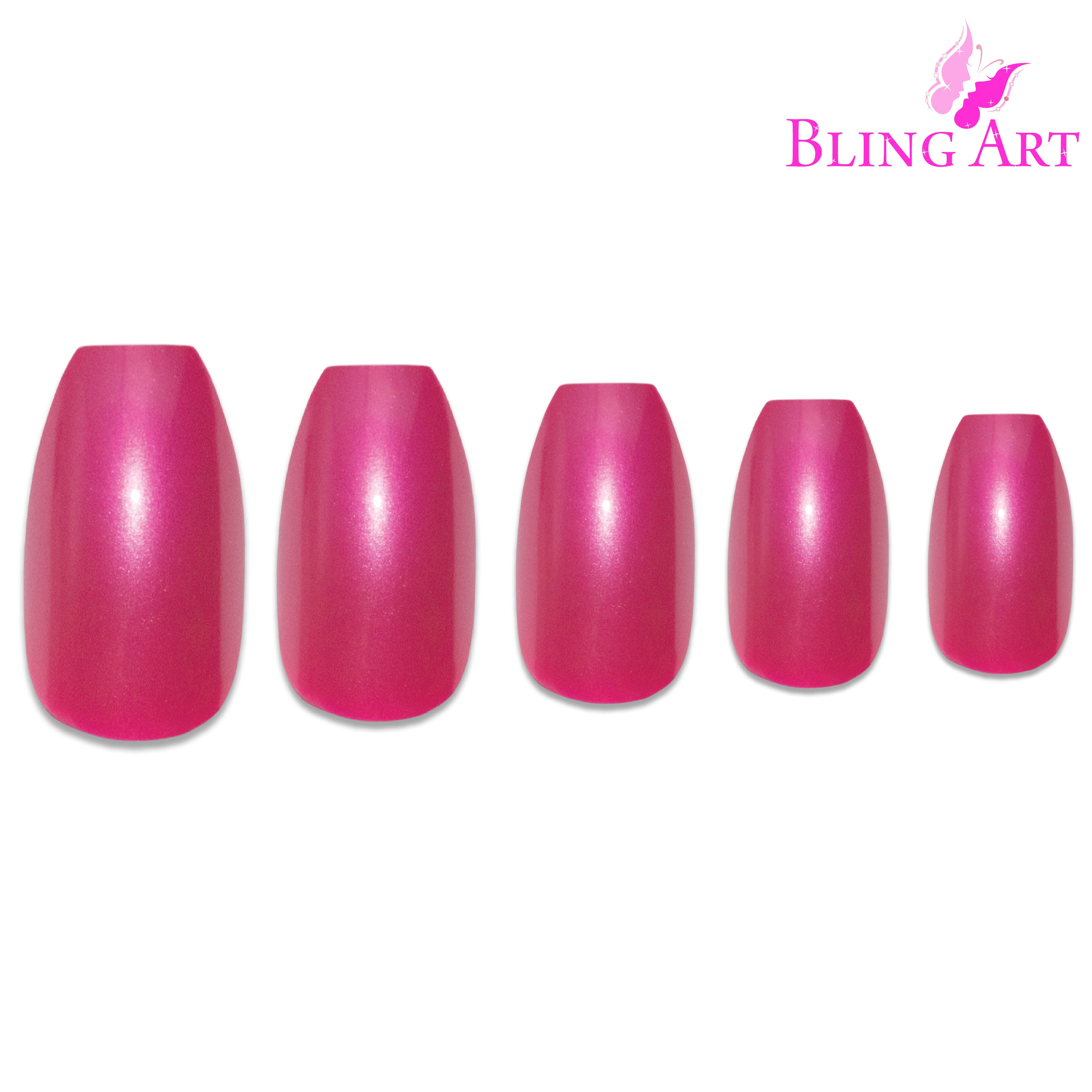 Red glitter ballerina coffin Bling Art press-on nails — alternative angle revealing the glitter density on the long ballerina coffin shape.