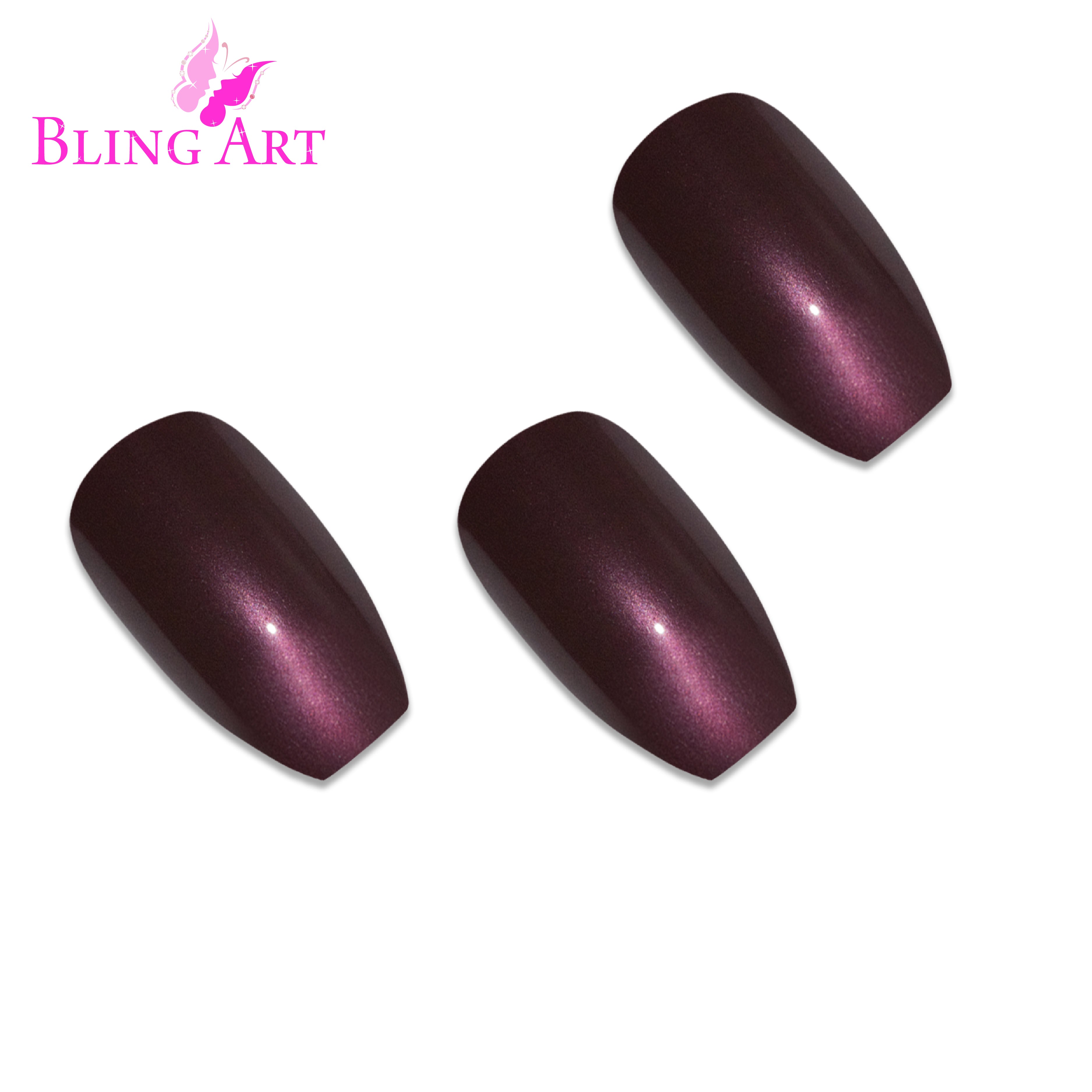 Brown glitter ballerina coffin Bling Art press-on nails — lifestyle context shot showing the warm autumnal sparkle finish.