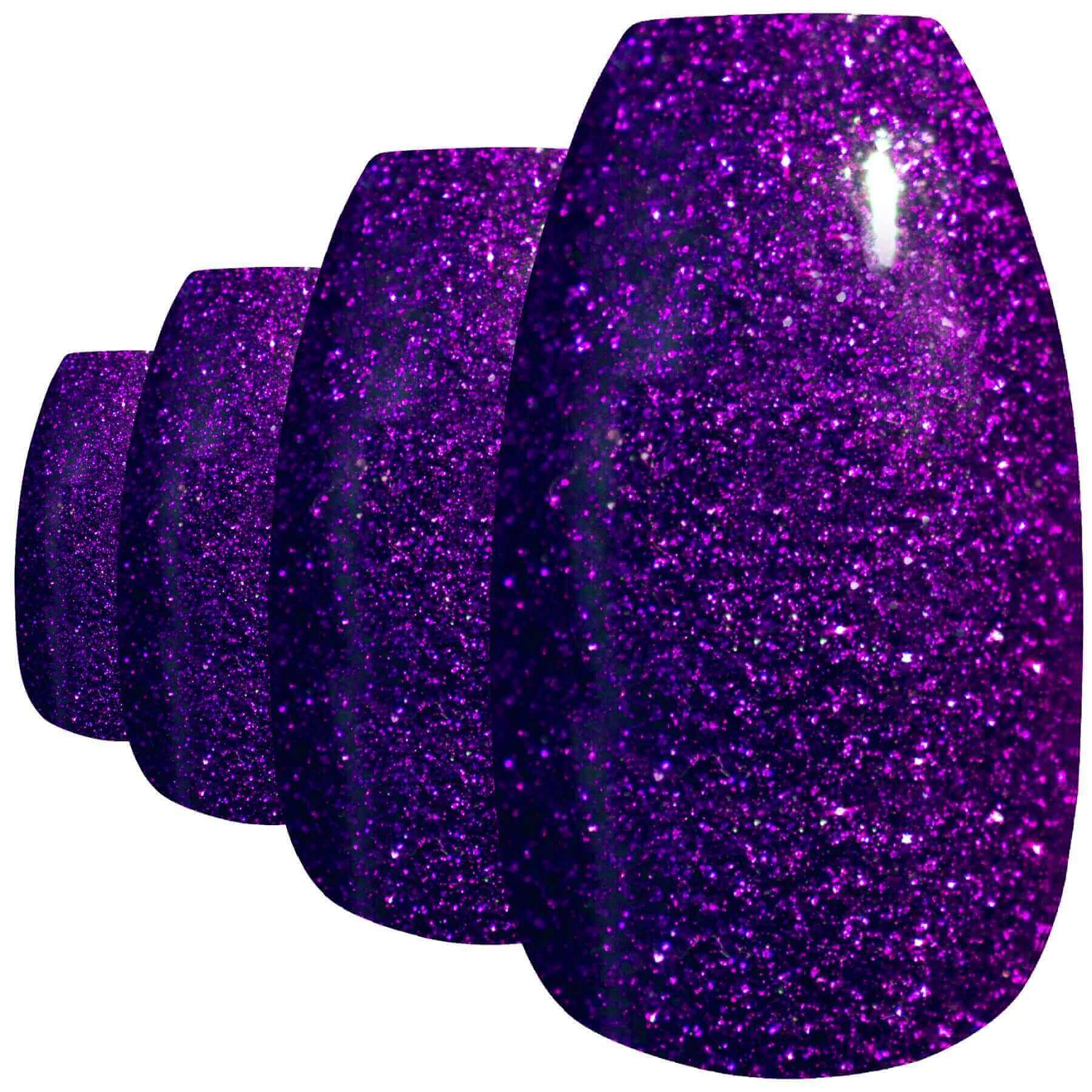 False Nails by Bling Art Purple Gel Ballerina Coffin 24 Fake Long Acrylic Tips