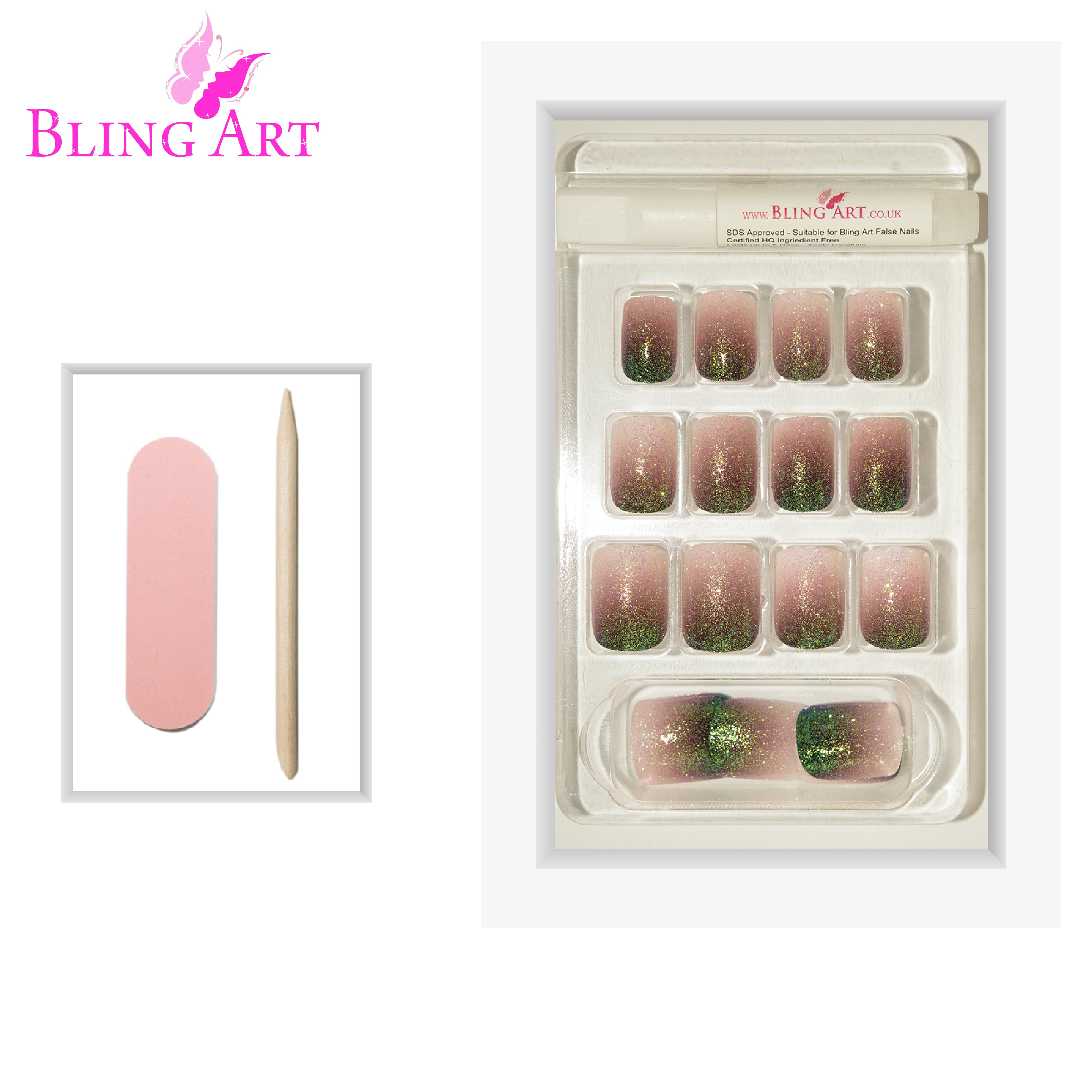 Red Brown gel ombre French squoval Bling Art press-on nails — lifestyle context shot showing the warm chestnut gradient French.