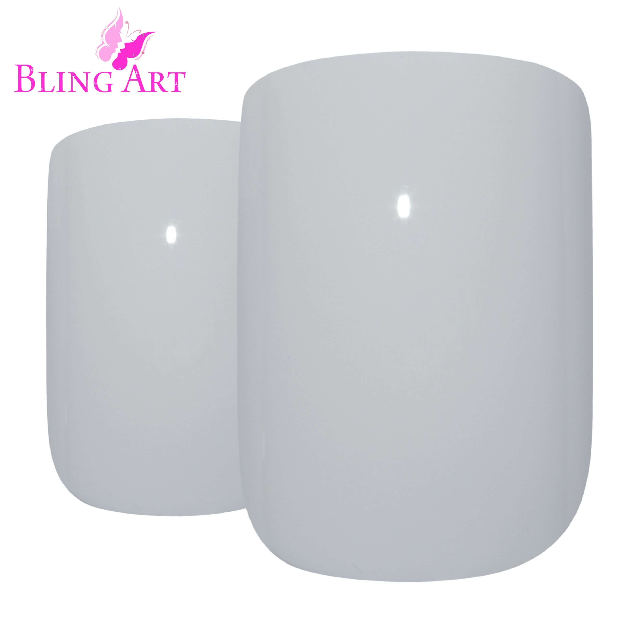 False Nails by Bling Art White Pearl Polished French Manicure Fake Medium Tips with Glue - 24 tips featured.