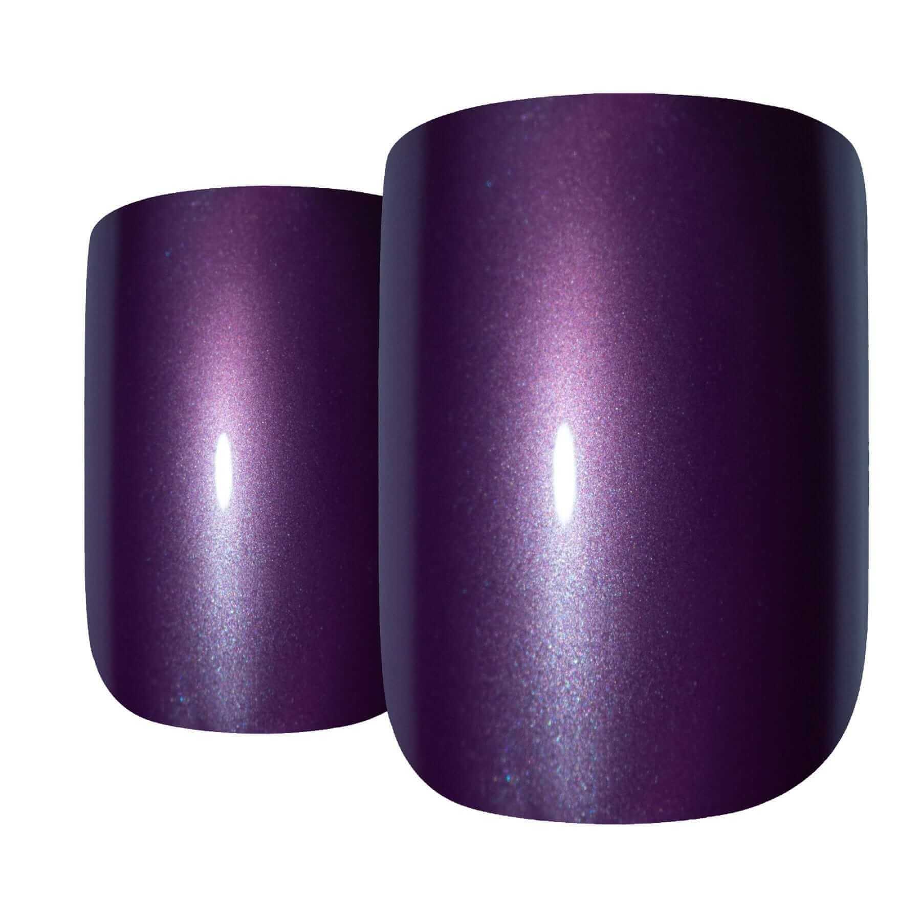 False Nails Bling Art Purple Acrylic French Manicure Fake Medium Tips with Glue