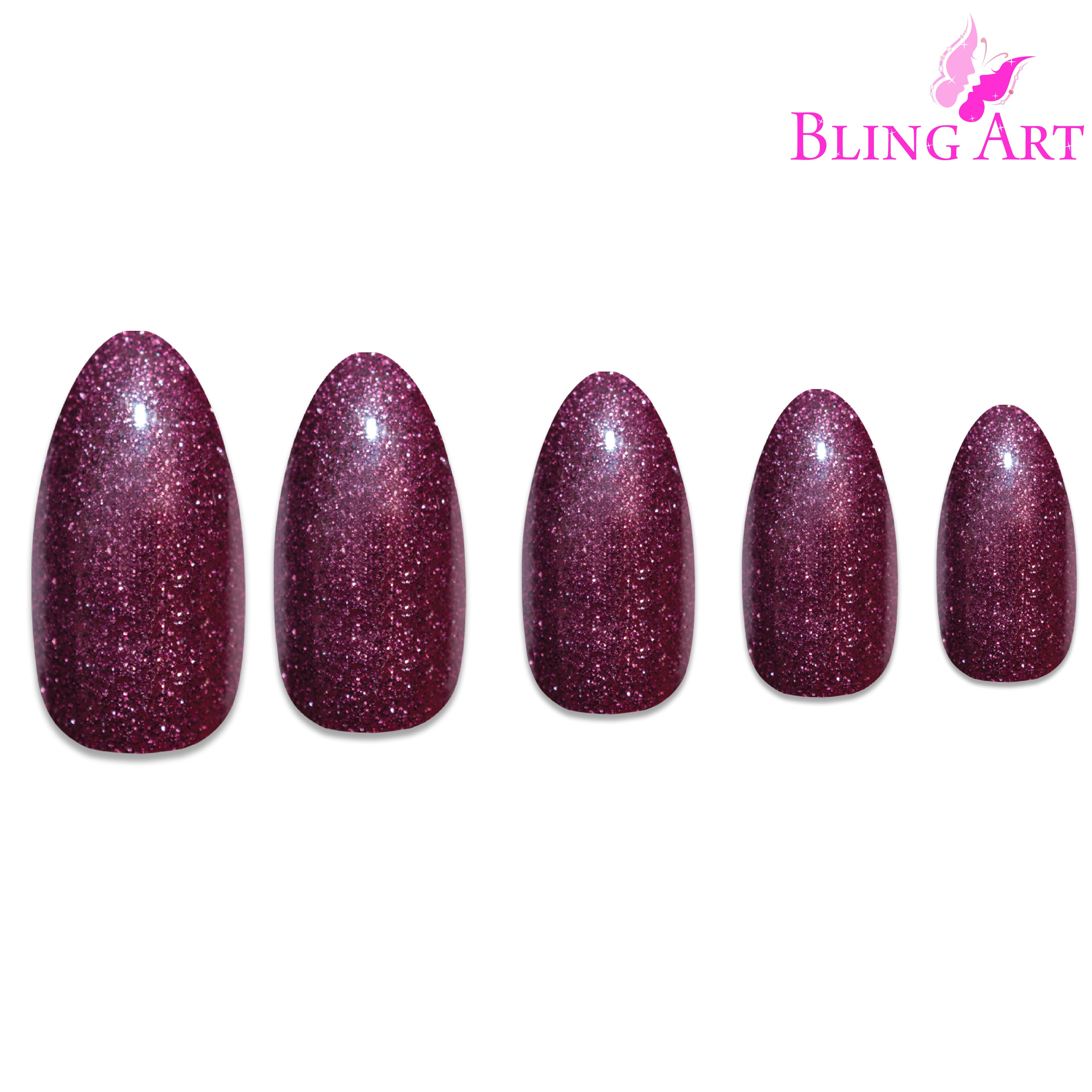 False Nails by Bling Art Red Brown Gel Almond Stiletto Fake Long Acrylic Tips