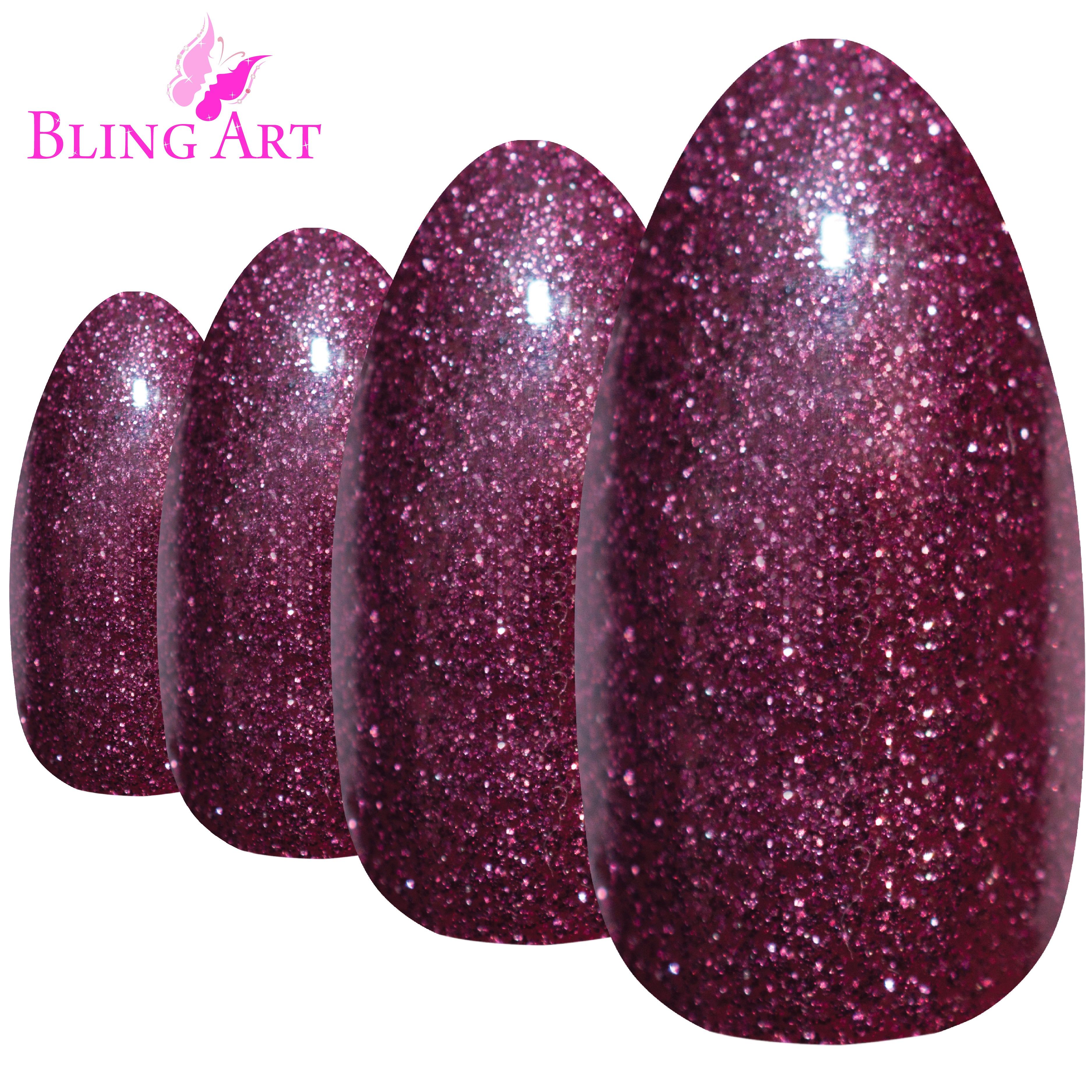 False Nails by Bling Art Red Brown Gel Almond Stiletto Fake Long Acrylic Tips