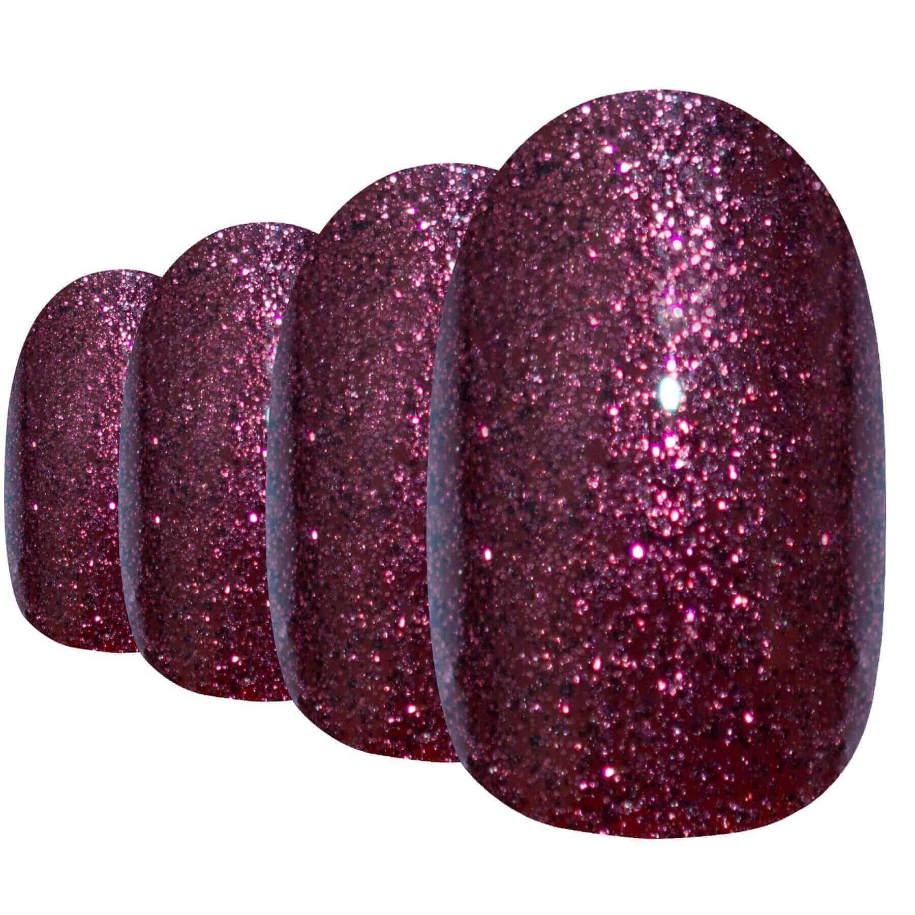 Multipack - False Nails by Bling Art Red Brown Gel Oval Medium  Acrylic Tips with Glue