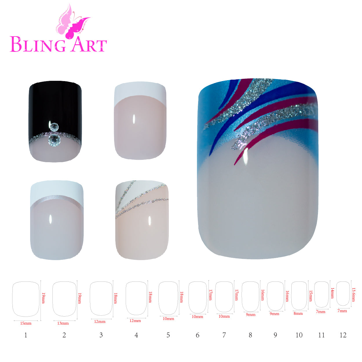 Bling Art salon pack squoval natural-tone tips — close-up showing the natural acrylic finish on long squoval tips.