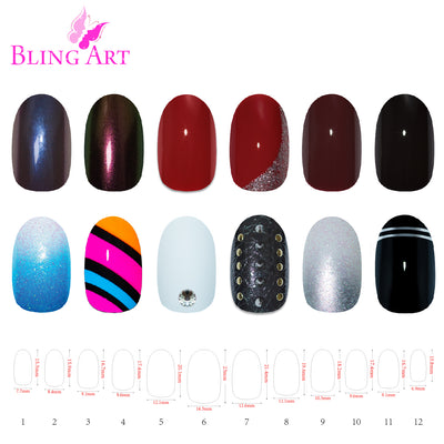 Bling Art salon pack — 360 natural-tone acrylic oval medium nail tips for UK nail technicians, 10 sizes XS-XXL, bulk trade pricing, glue not included. Designed in Yorkshire.