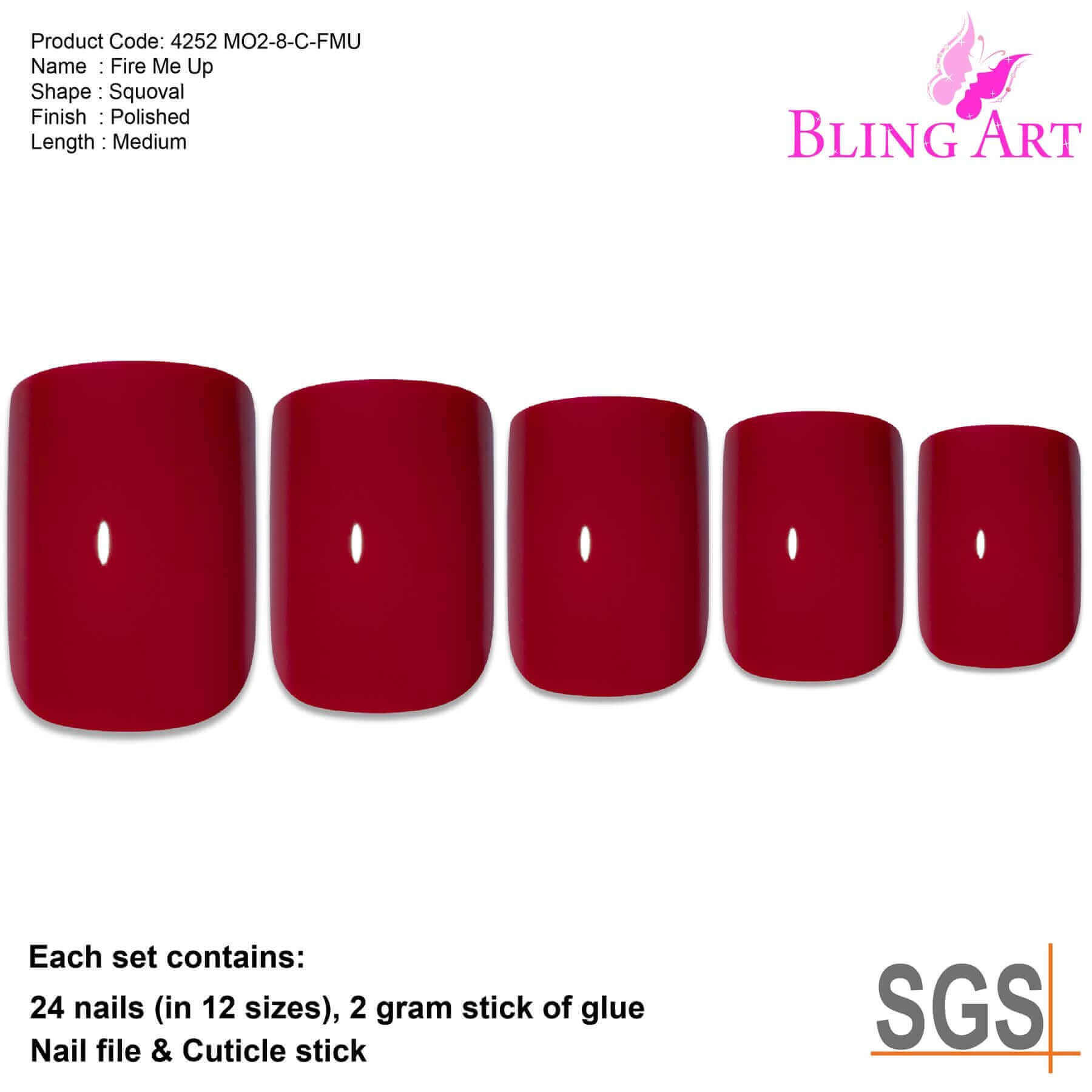 Multipack - False Nails by Bling Art Red Polished French Manicure Fake Medium Tips with Glue