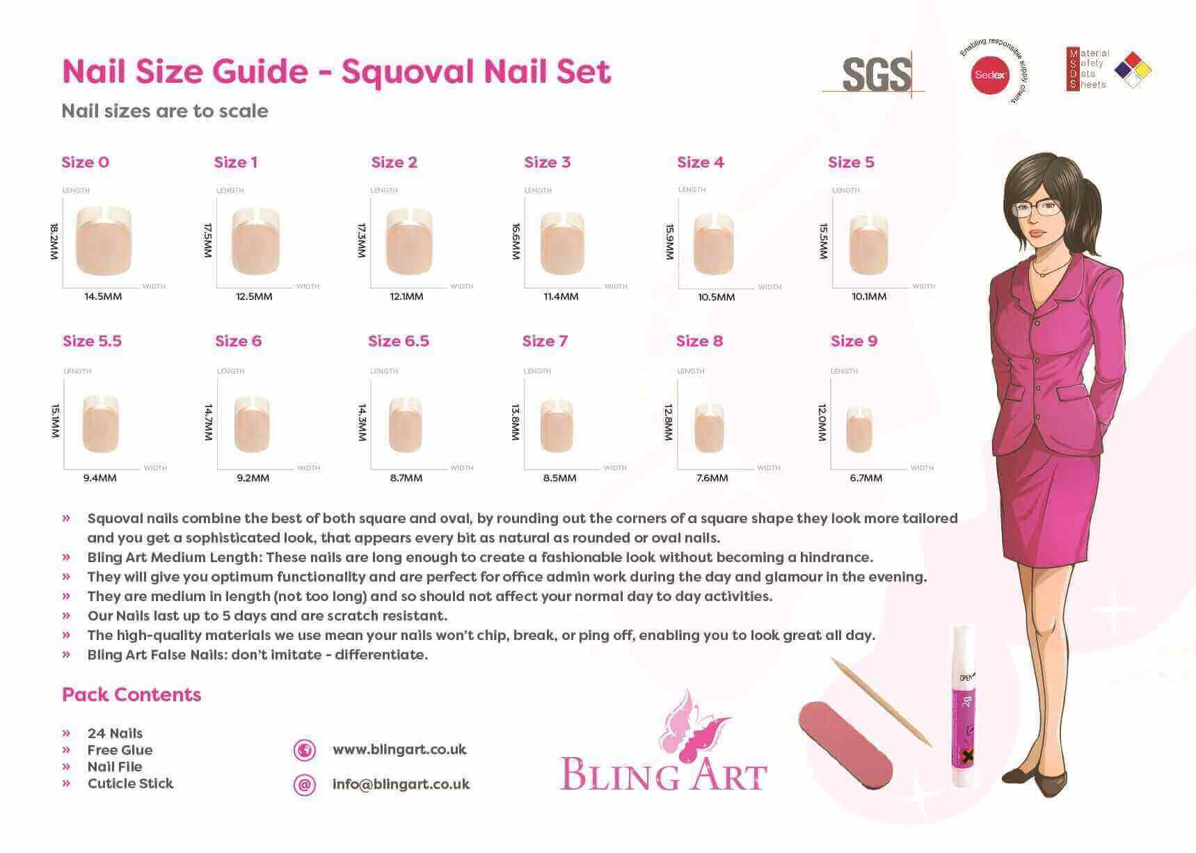 False Nails by Bling Art Red Silver French Manicure Fake Medium Tips with Glue