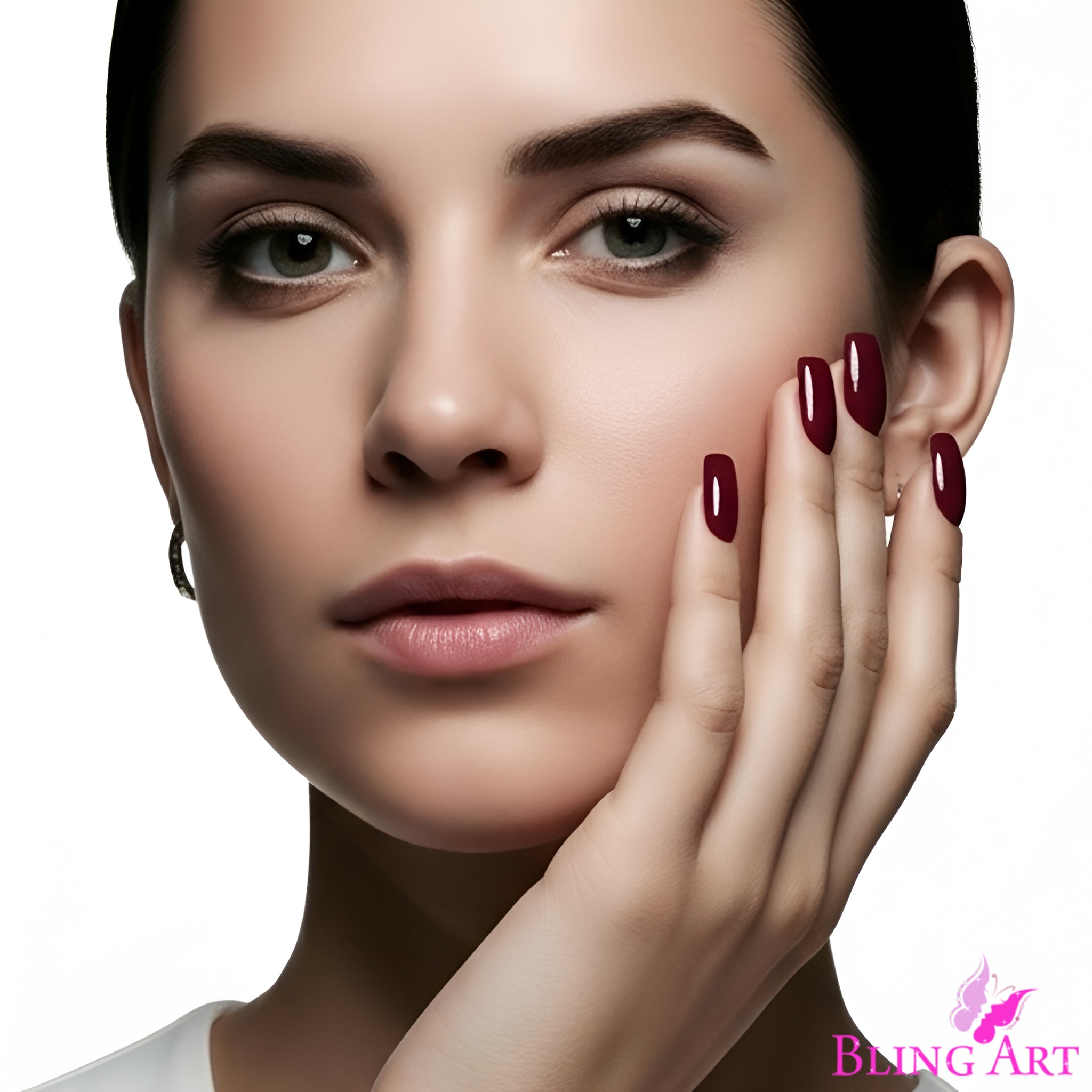 False Nails by Bling Art Red Brown Polished Ballerina Long Medium Fake Tips