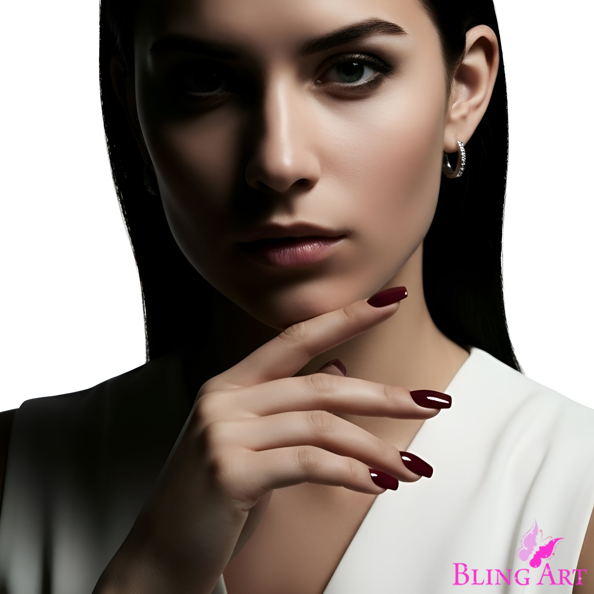 False Nails by Bling Art Red Brown Polished Ballerina Long Medium Fake Tips