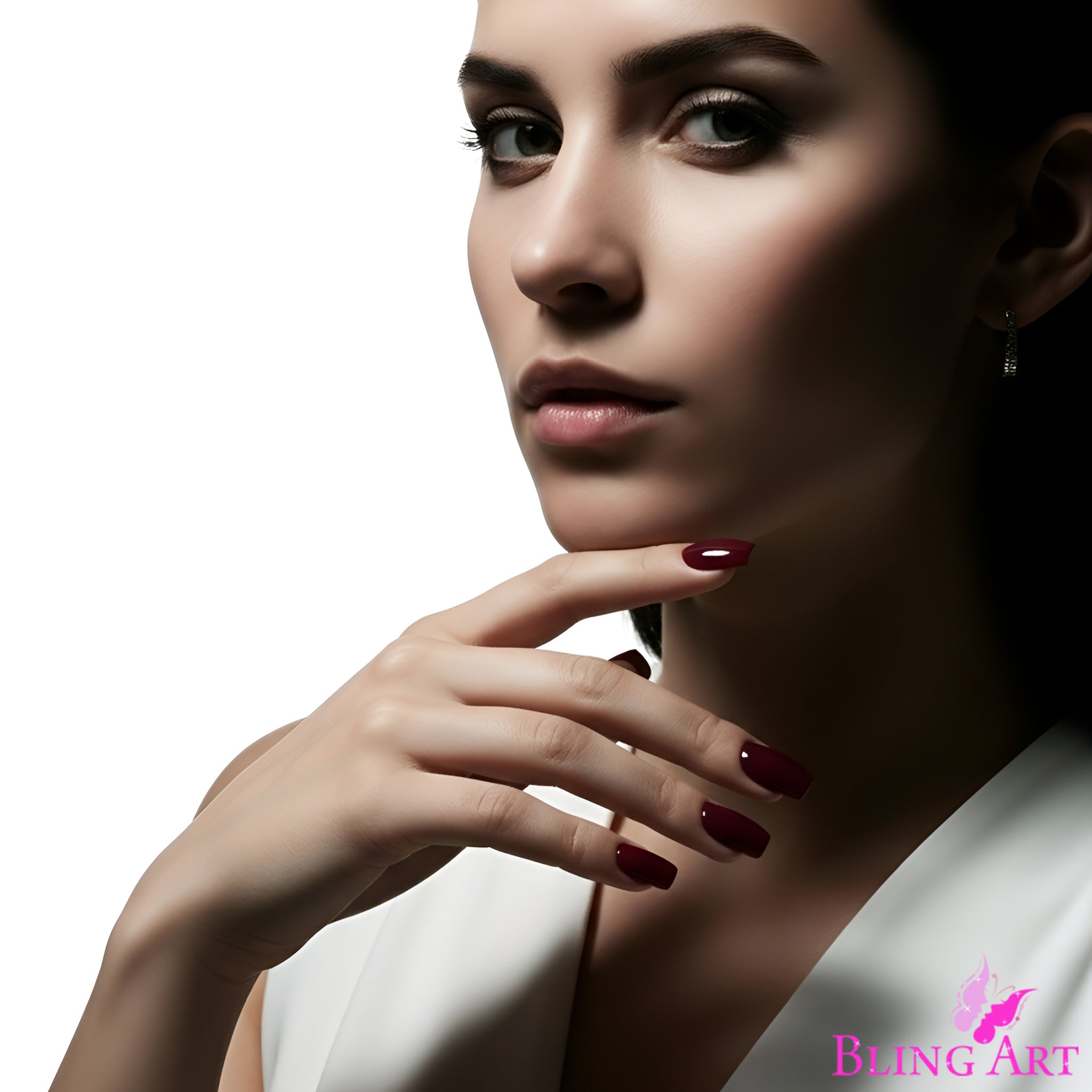 False Nails by Bling Art Red Brown Polished Ballerina Long Medium Fake Tips