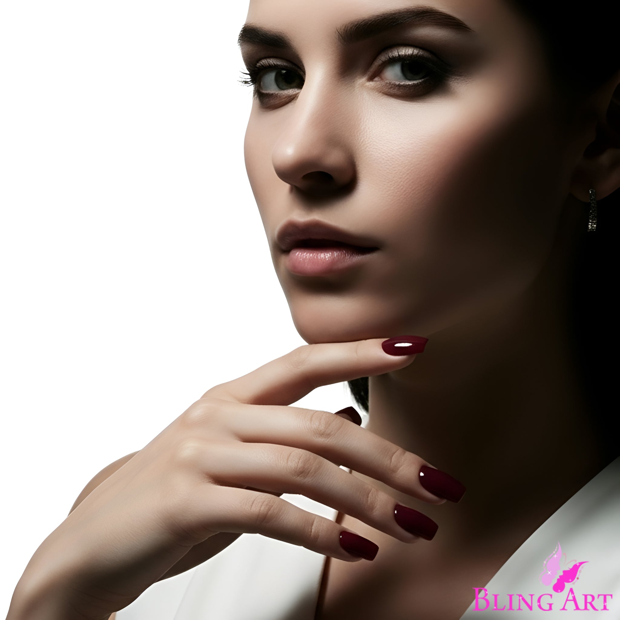 False Nails by Bling Art Red Brown Polished Ballerina Long Medium Fake Tips