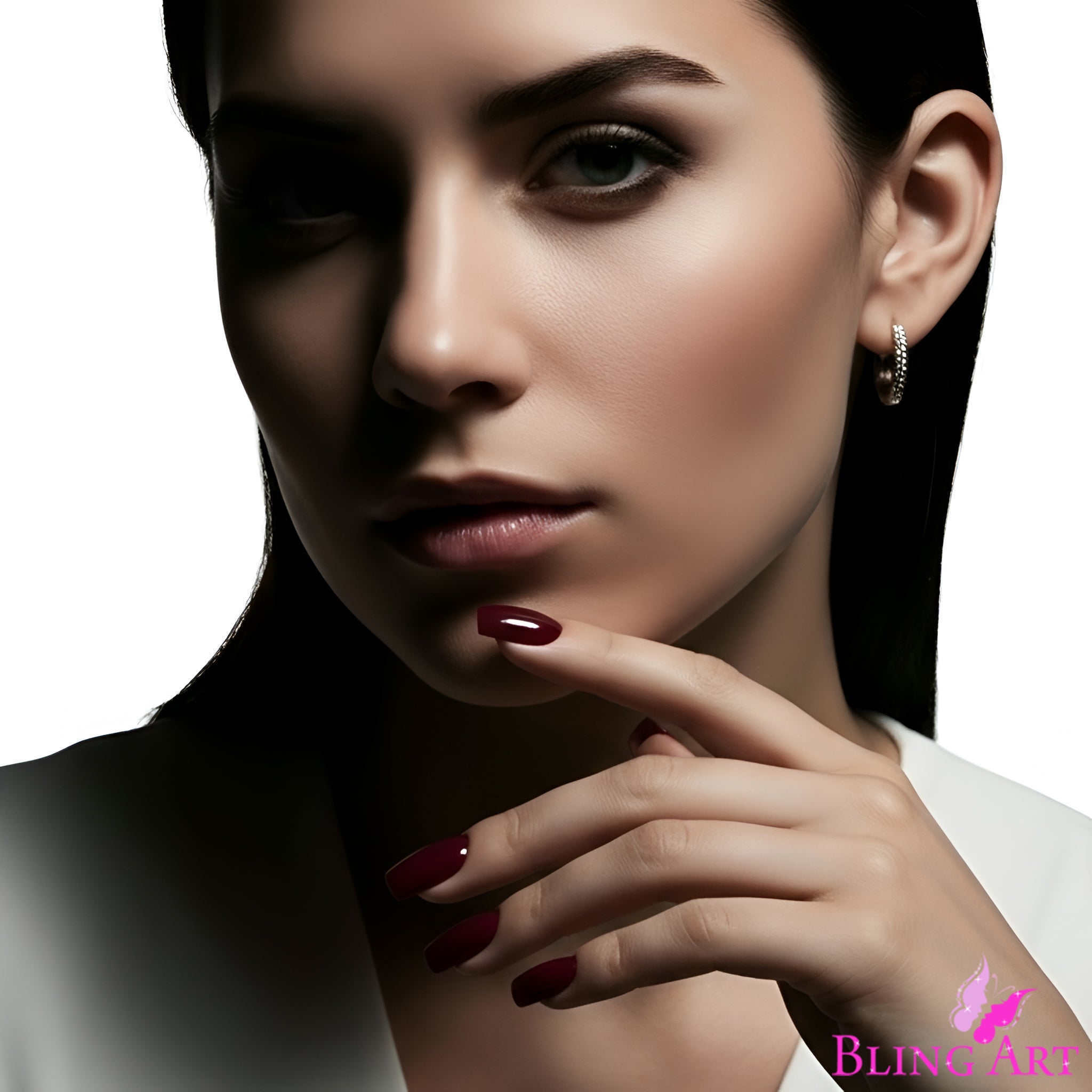 False Nails by Bling Art Red Brown Polished Ballerina Long Medium Fake Tips