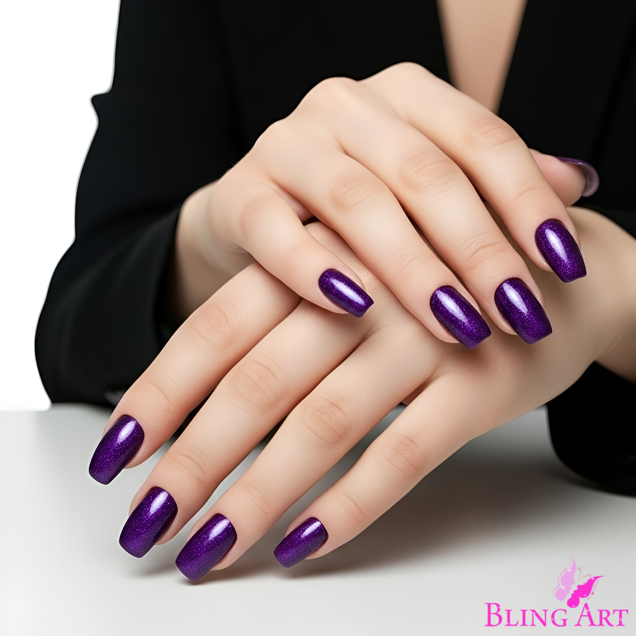 False Nails by Bling Art Purple Gel Ballerina Coffin 24 Fake Long Acrylic Tips