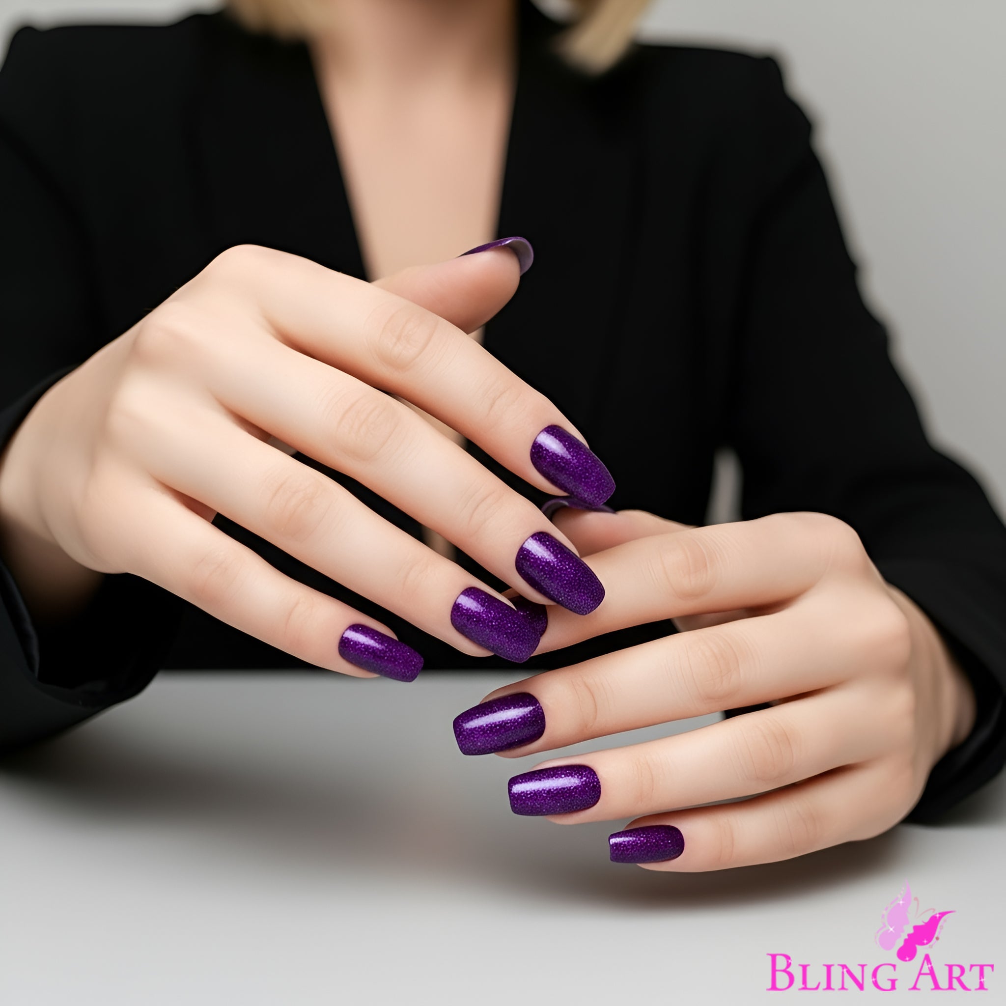 False Nails by Bling Art Purple Gel Ballerina Coffin 24 Fake Long Acrylic Tips