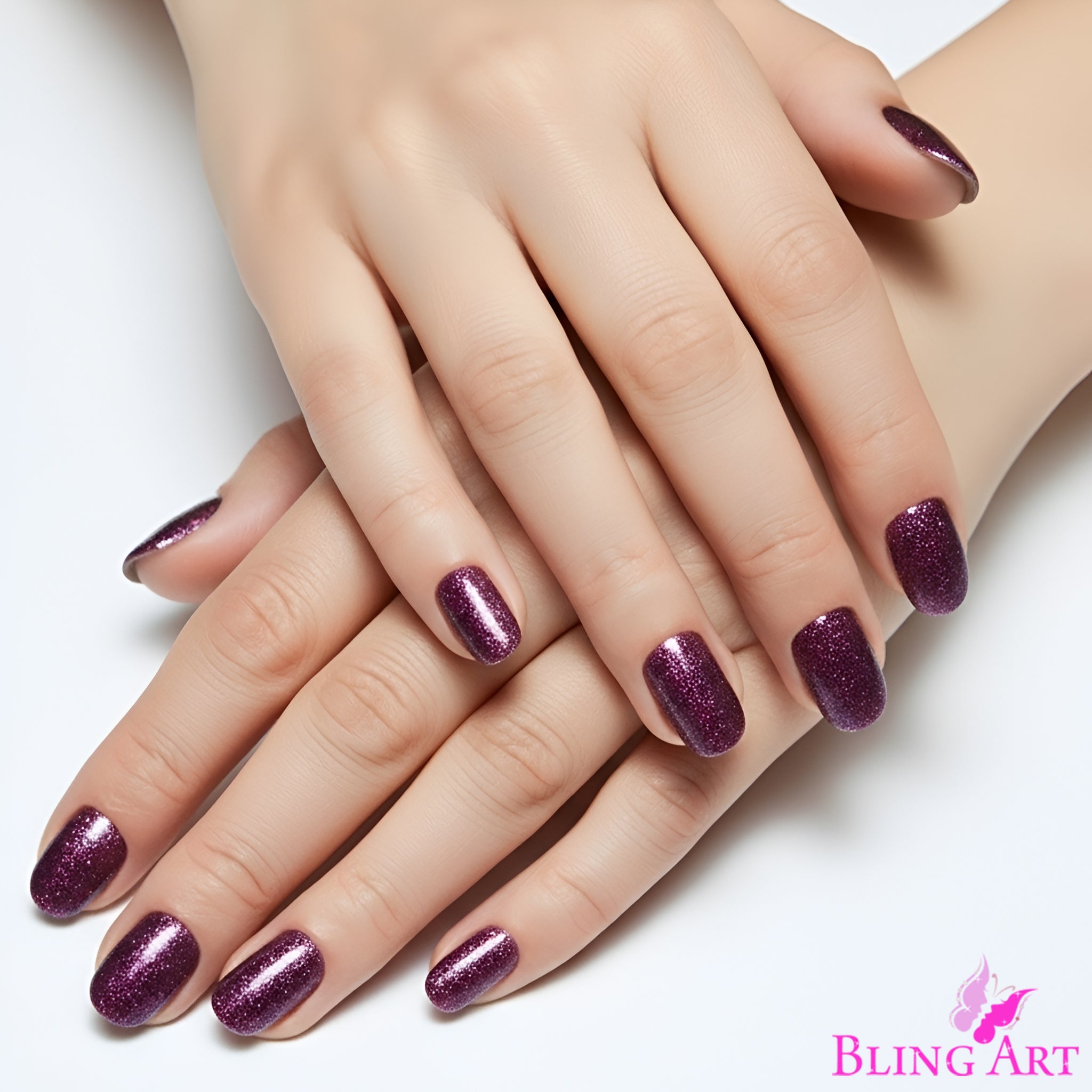 False Nails by Bling Art Red Brown Gel Oval Medium  Acrylic Tips with Glue