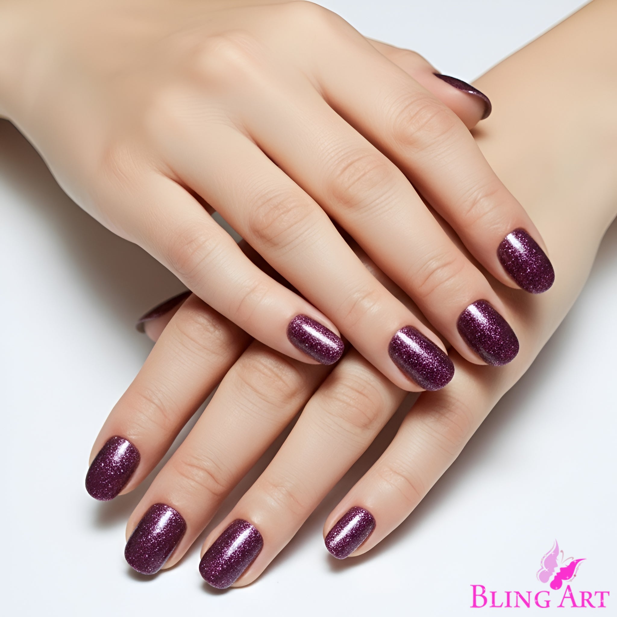 False Nails by Bling Art Red Brown Gel Oval Medium  Acrylic Tips with Glue