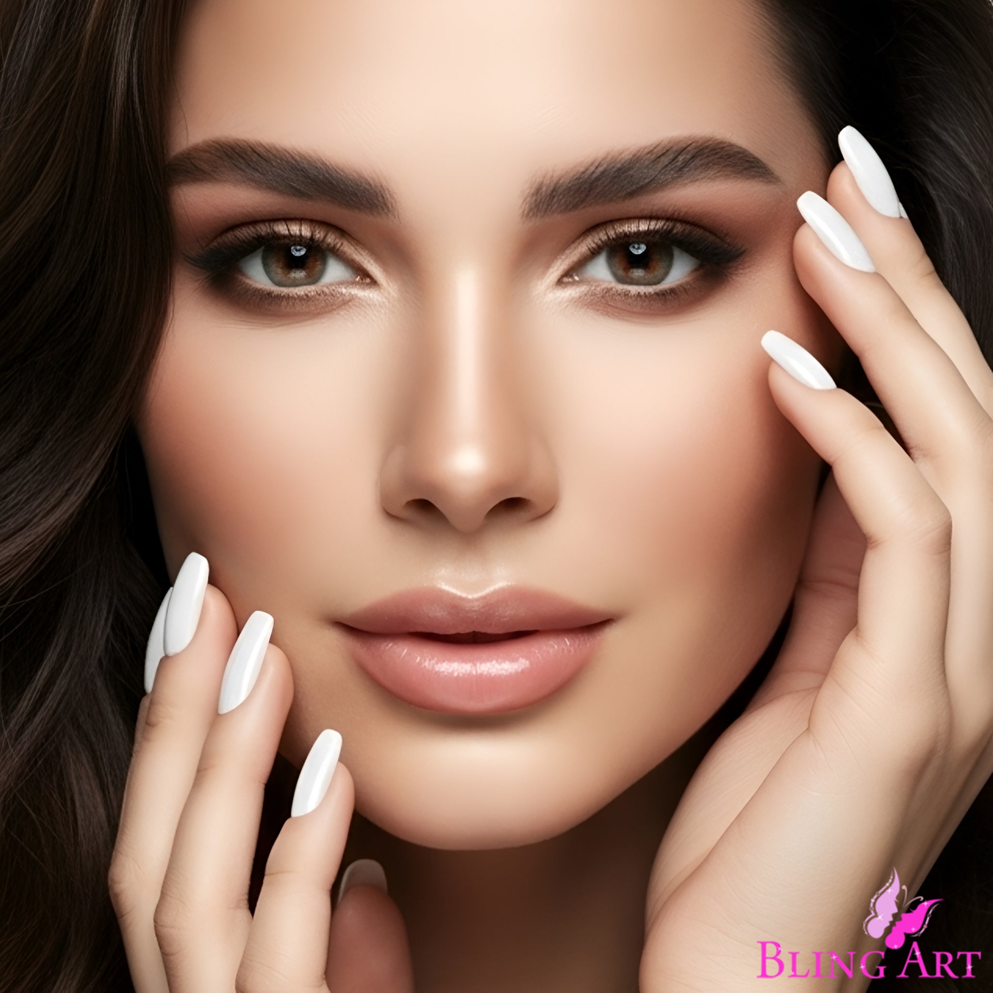 False Nails by Bling Art White Gel Ballerina Coffin 24 Fake Long Acrylic Tips