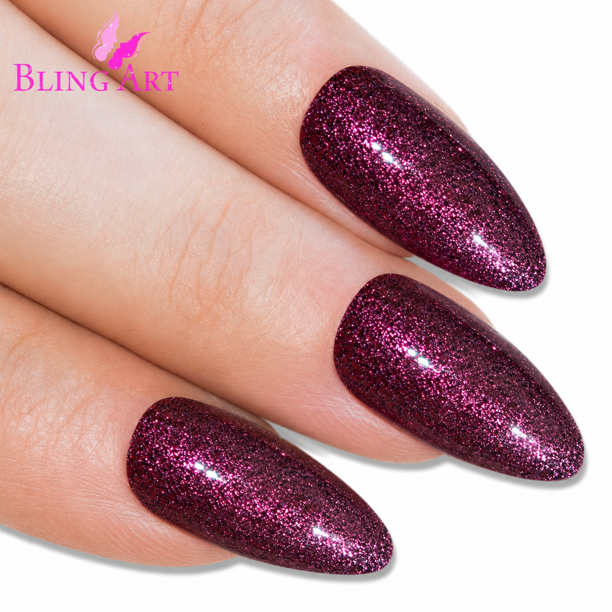 False Nails by Bling Art Red Brown Gel Almond Stiletto Fake Long Acrylic Tips