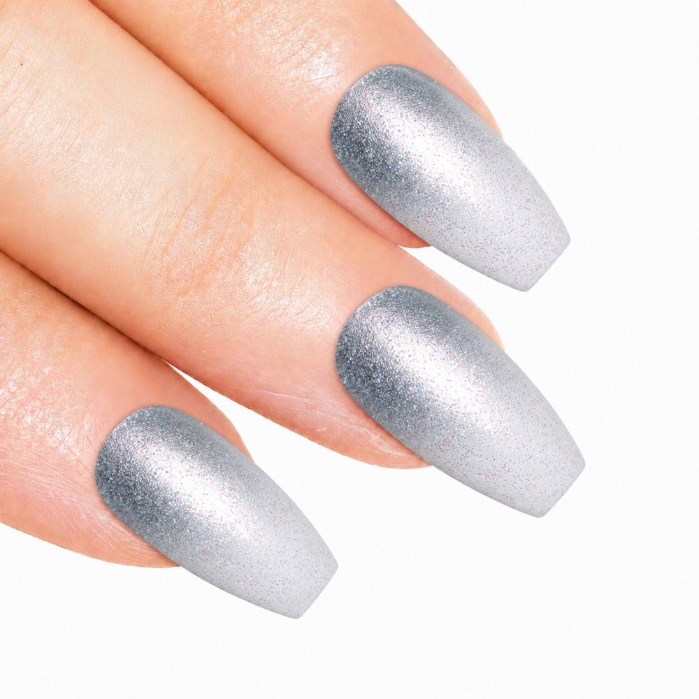 Ariana Silver ballerina false nails by Bling Art