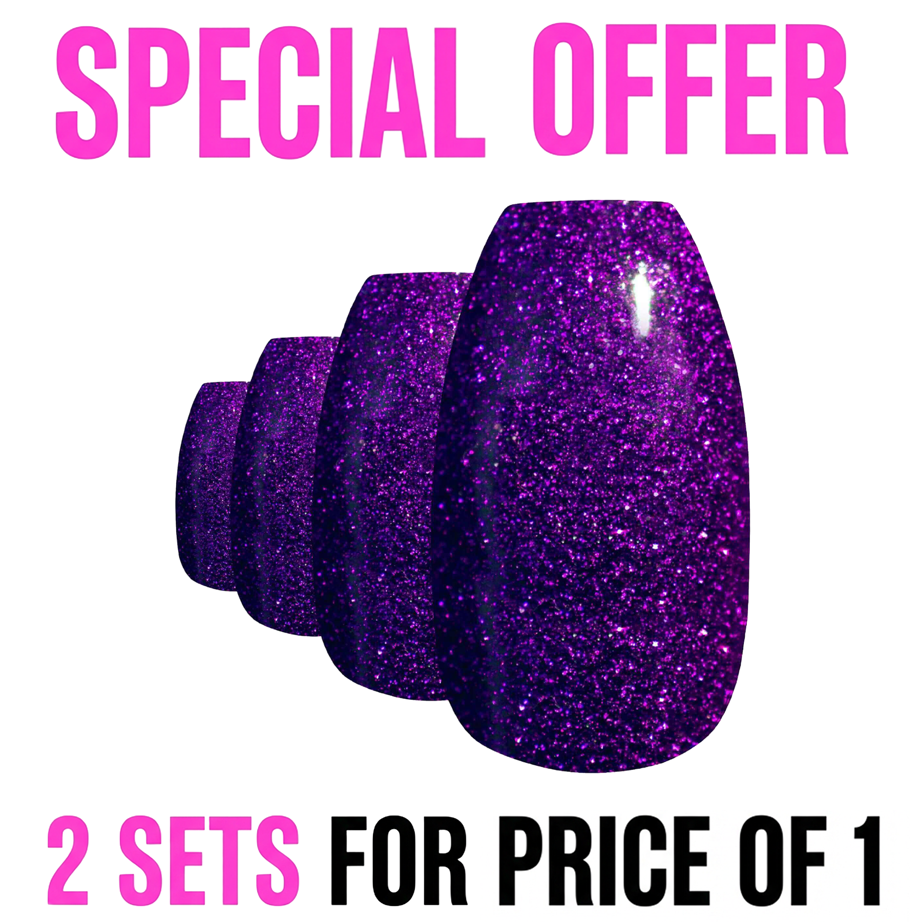 False Nails by Bling Art Purple Gel Ballerina Coffin 24 Fake Long Acrylic Tips