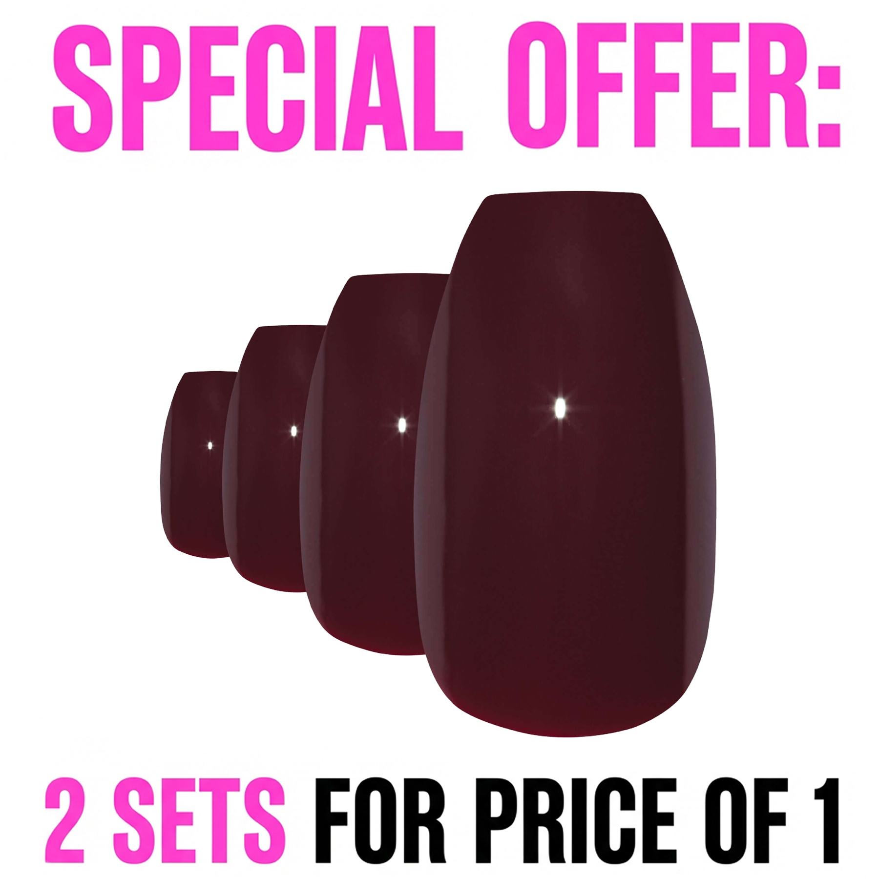 False Nails by Bling Art Red Brown Polished Ballerina Long Medium Fake Tips