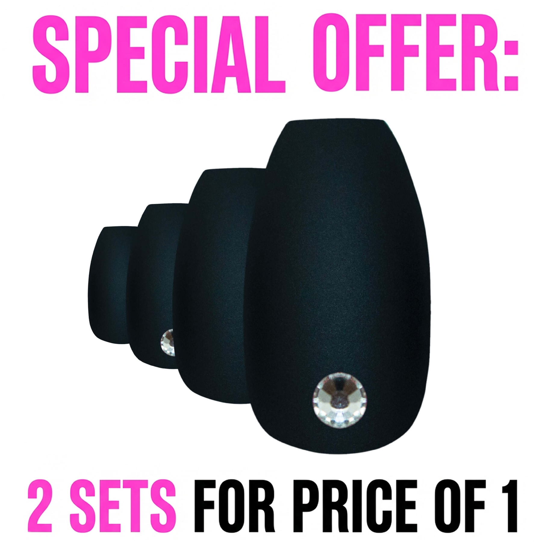 False Nails by Bling Art Black Matte Ballerina Coffin 24 Fake Long Acrylic Tips