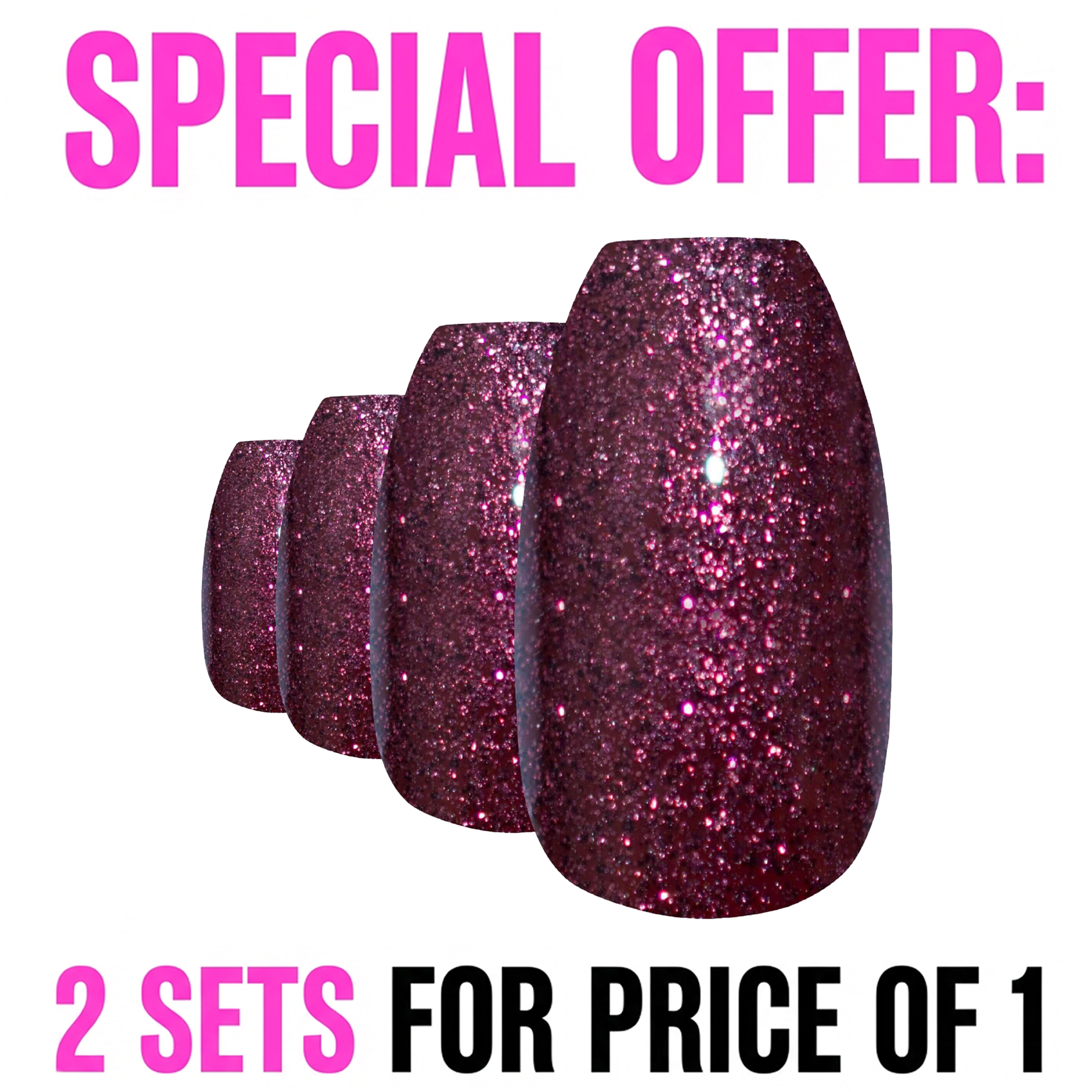 False Nails by Bling Art Red Brown Gel Ballerina Coffin Fake Long Acrylic Tips