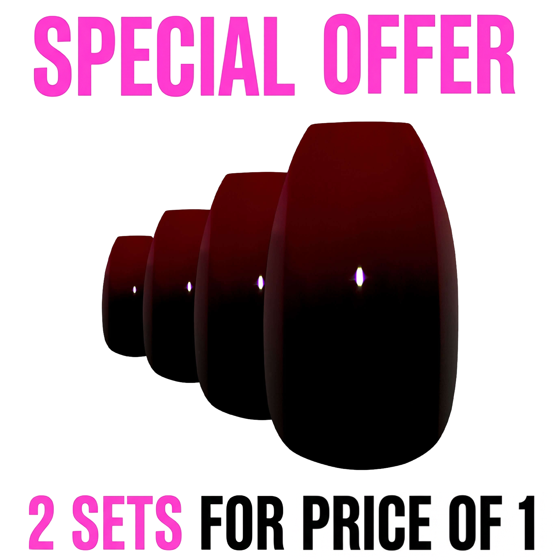 False Nails by Bling Art Red Black Ballerina Coffin Acrylic 24 Fake Long Tips