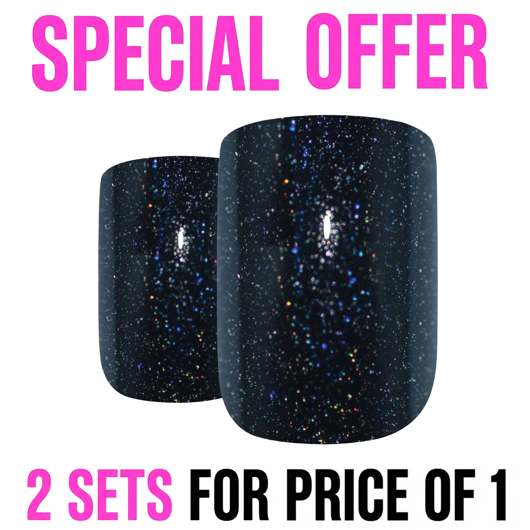 False Nails by Bling Art Black Gel French Squoval 24 Fake Medium Acrylic Tips