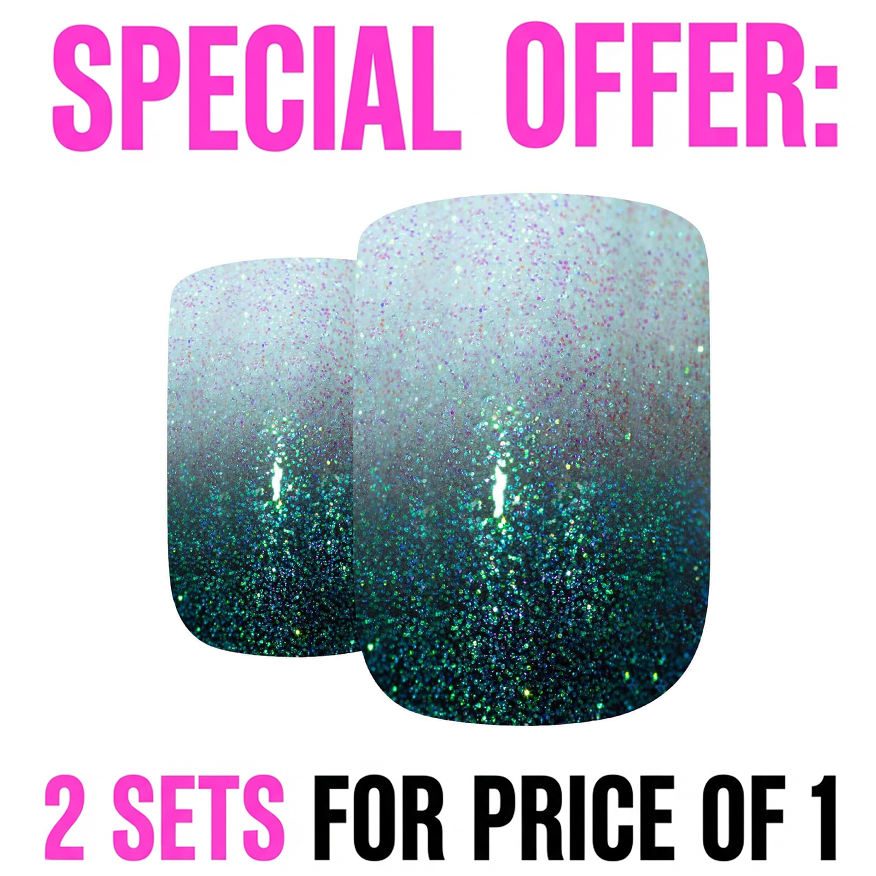 False Nails by Bling Art Black Gel Ombre French Squoval 24 Fake Medium Tips